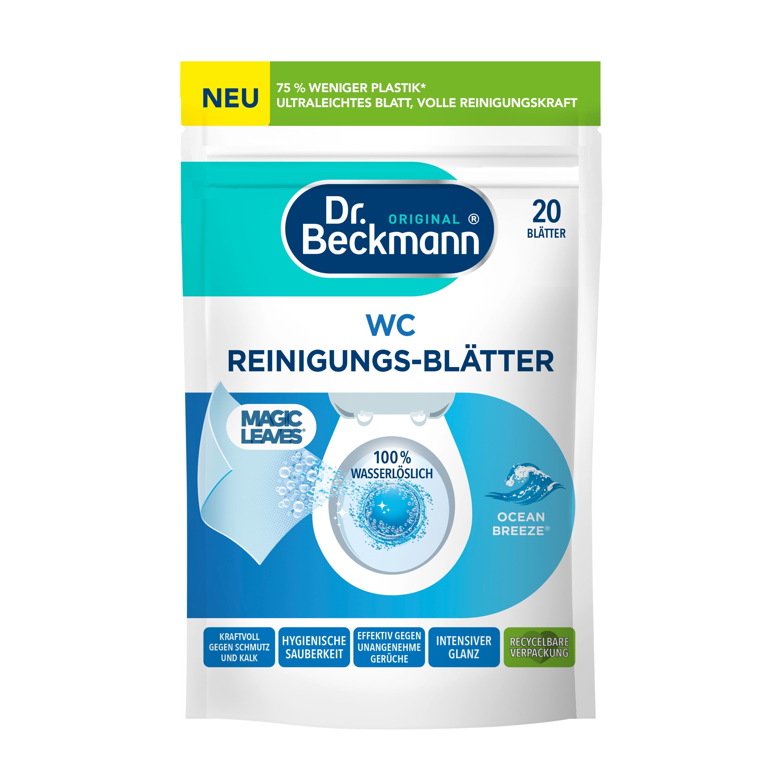 Drogerie a kosmetika - Dr. Beckmann Magic Leaves WC čistič Ocean Breeze 20ks