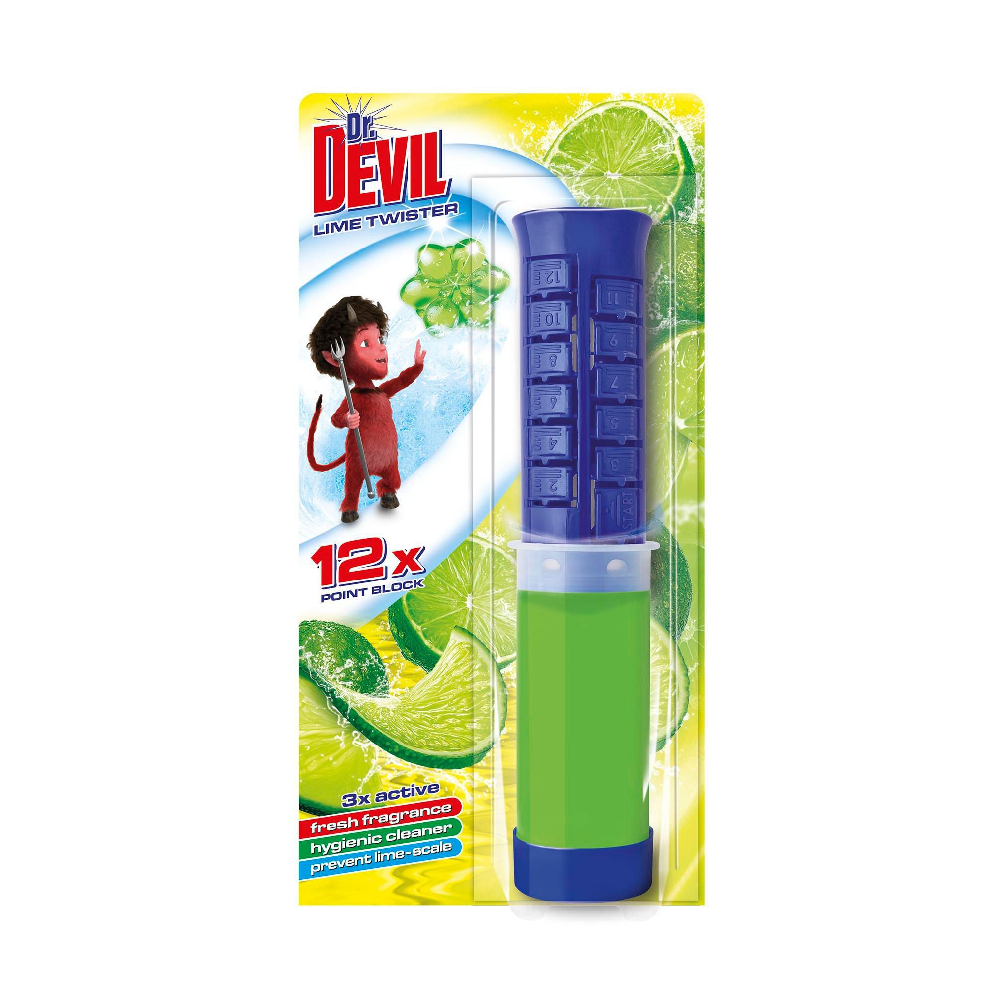 Drogerie a kosmetika - Dr.Devil Lime Twister 3v1 WC blok 75 ml