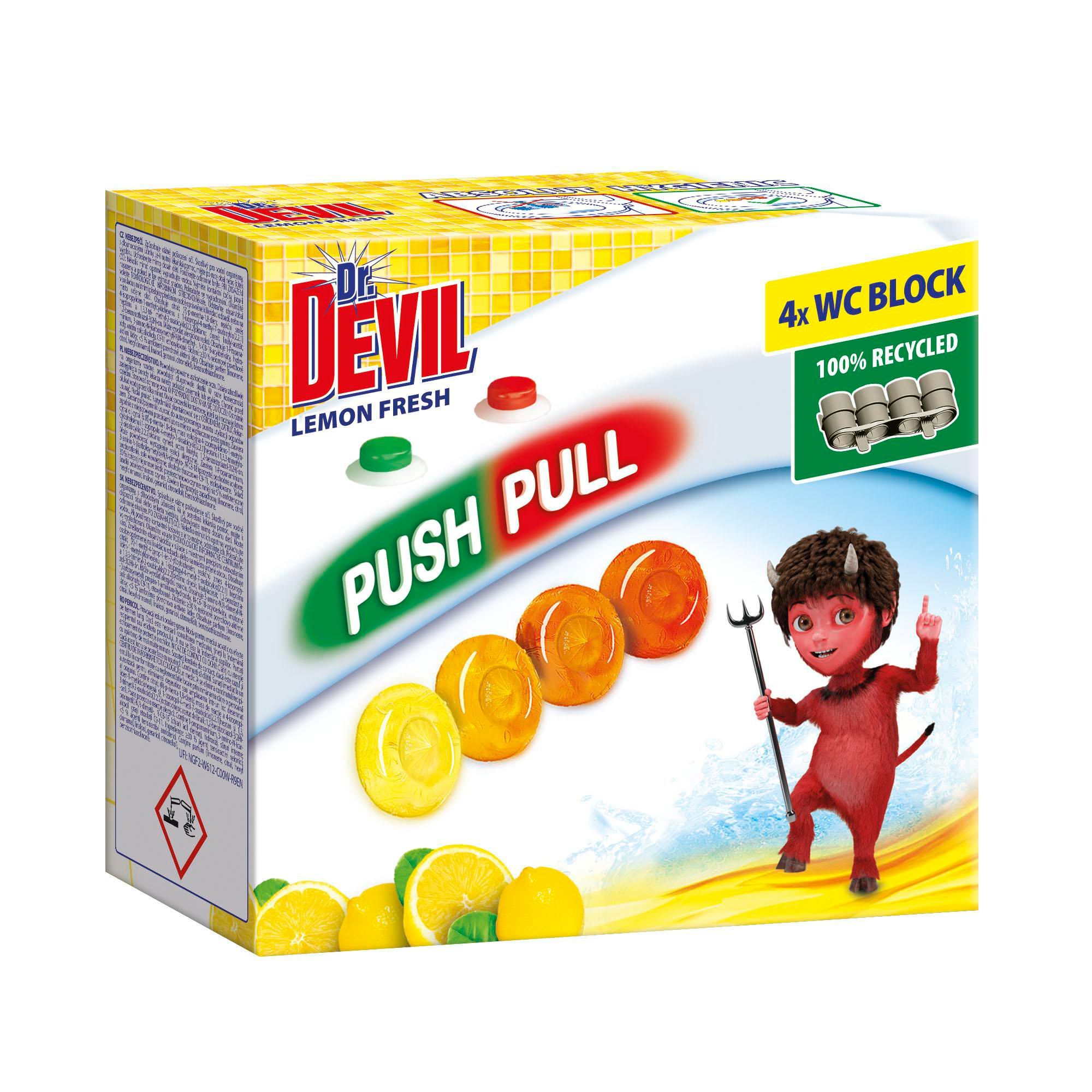 Drogerie a kosmetika - Dr. Devil wc push pull gel lemon fresh 4x20 g