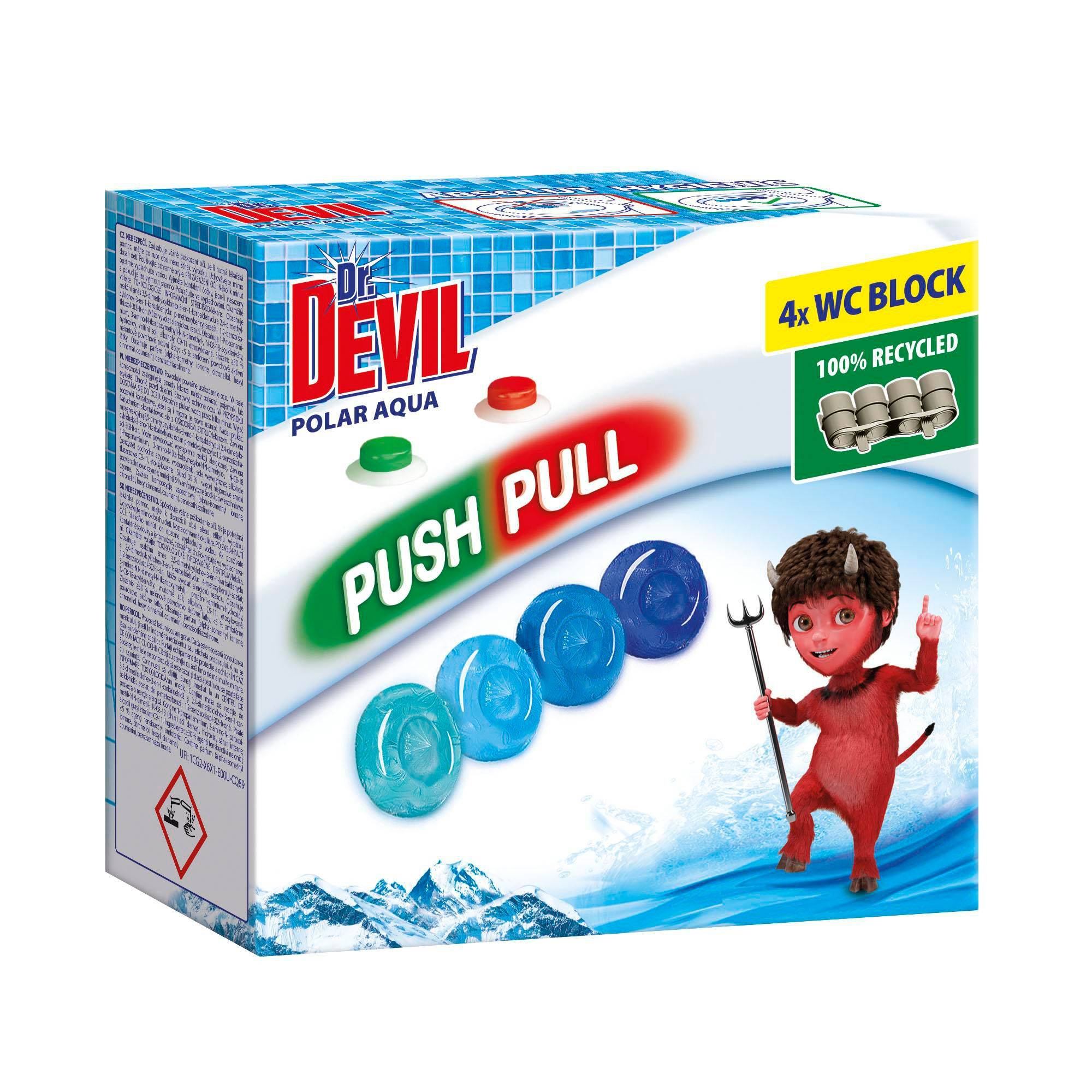 Drogerie a kosmetika - Dr. Devil wc push pull gel polar aqua 4x20 g