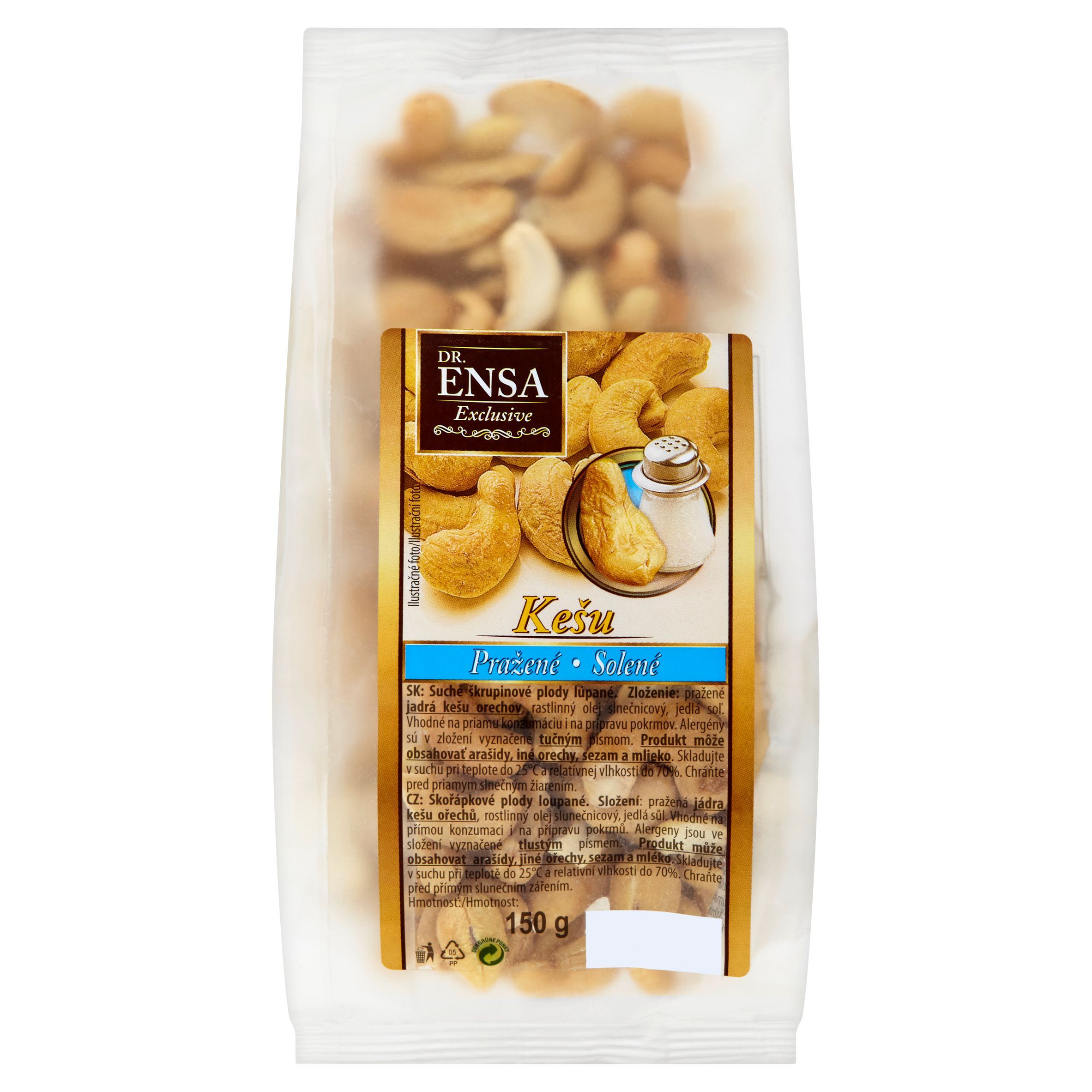Trvanlivé potraviny - Dr.Ensa Exclusive Kešu pražené solené 150 g