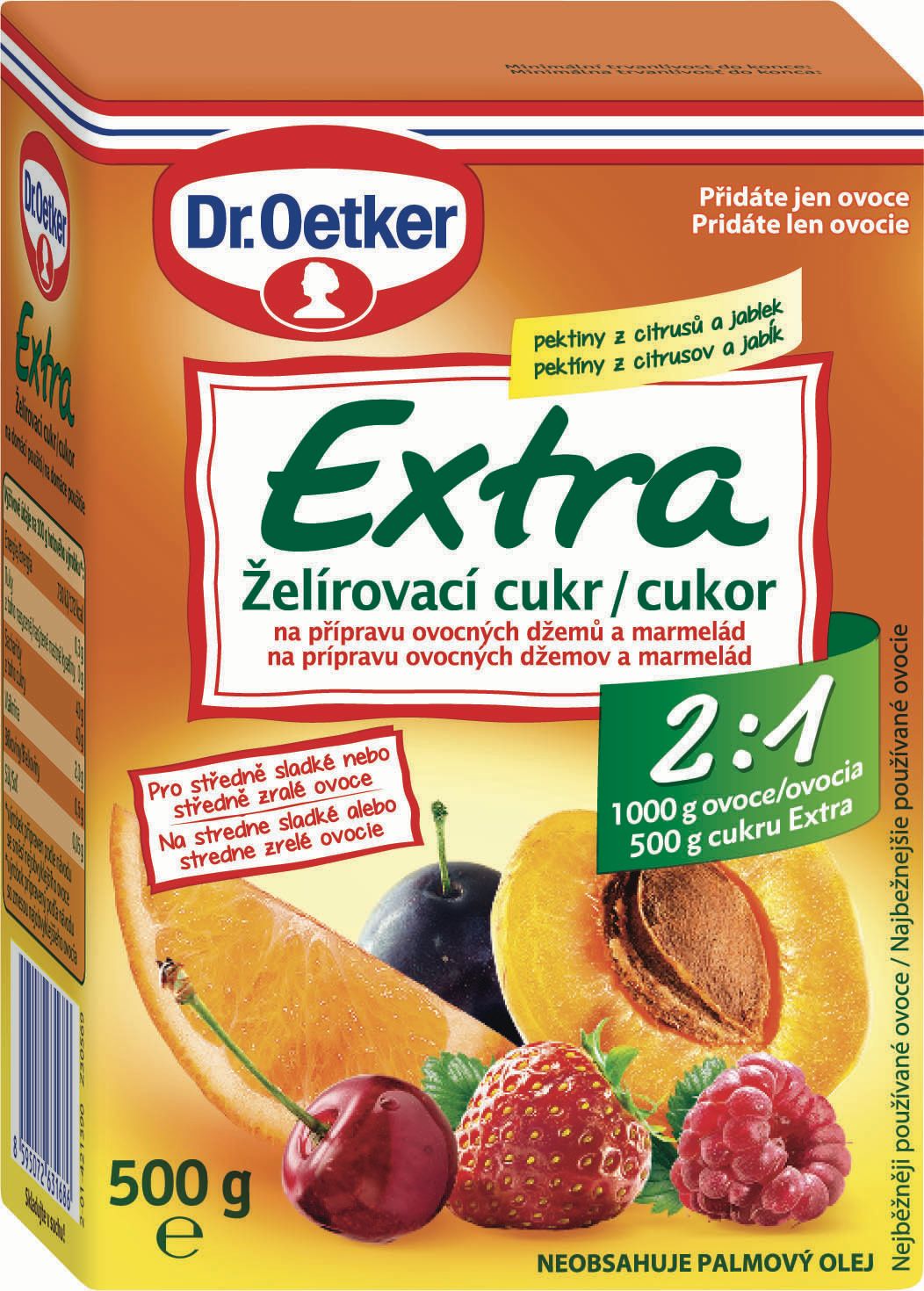 Trvanlivé potraviny - Dr.Oetker Extra želírovací cukr 2:1 na přípravu ovocných džemů a marmelád 500g