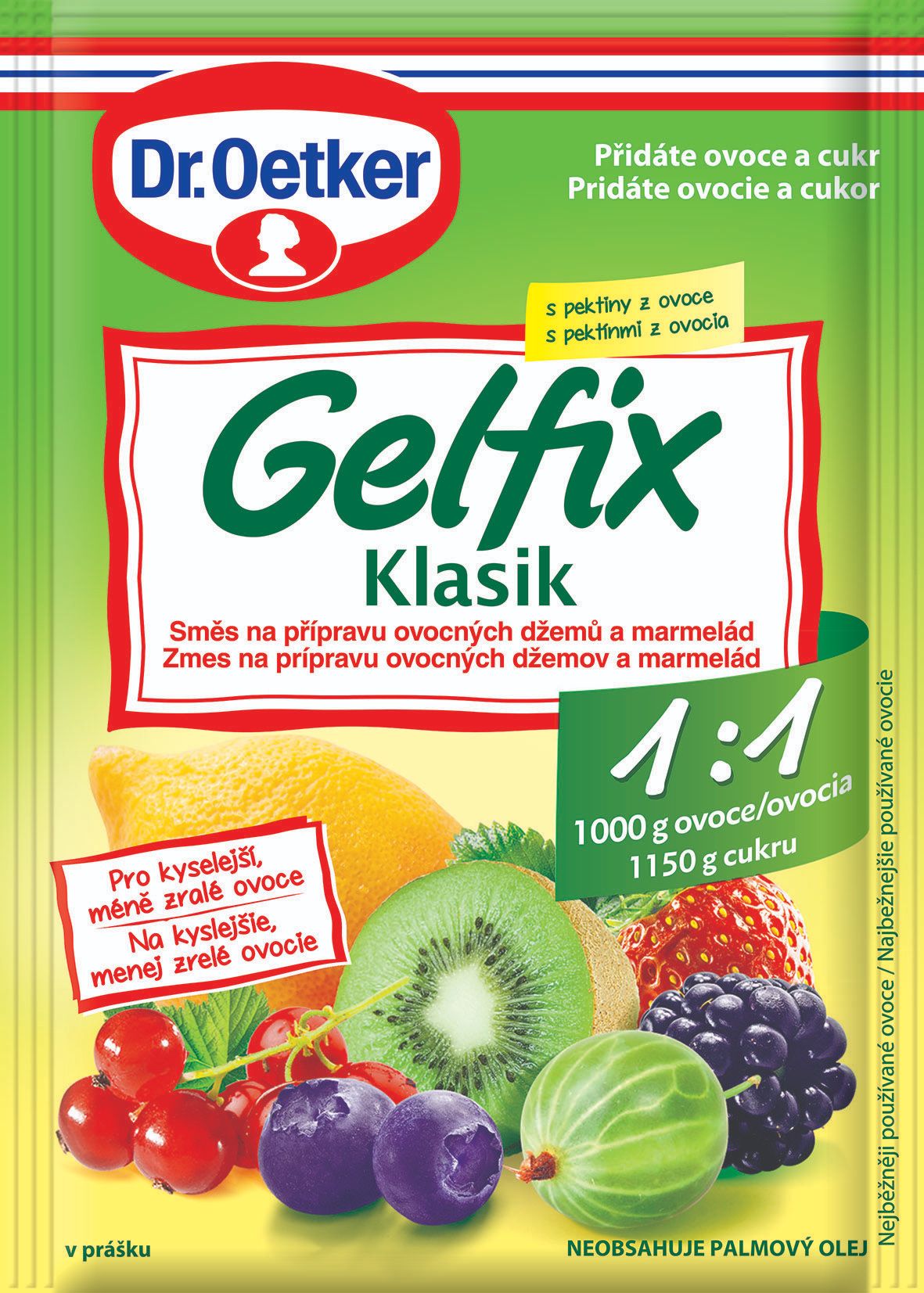 Trvanlivé potraviny - Dr.Oetker Gelfix Klasik 1:1 na přípravu ovocných džemů a marmelád 20g