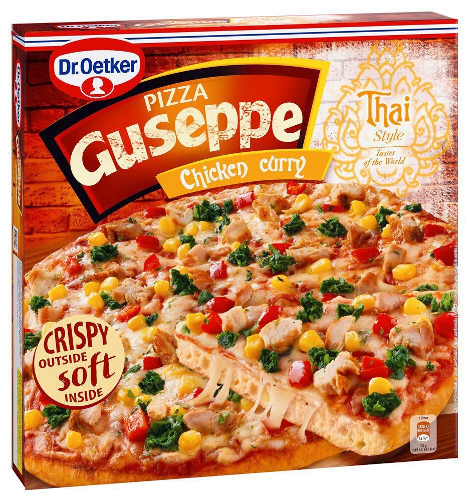 Mražené potraviny - Dr.Oetker Guseppe Chicken Curry Th. St. pizza mražená 375 g