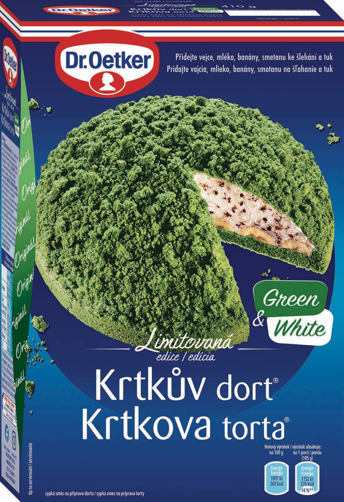 Trvanlivé potraviny - Dr. Oetker Krtkův dort Green&White 410g