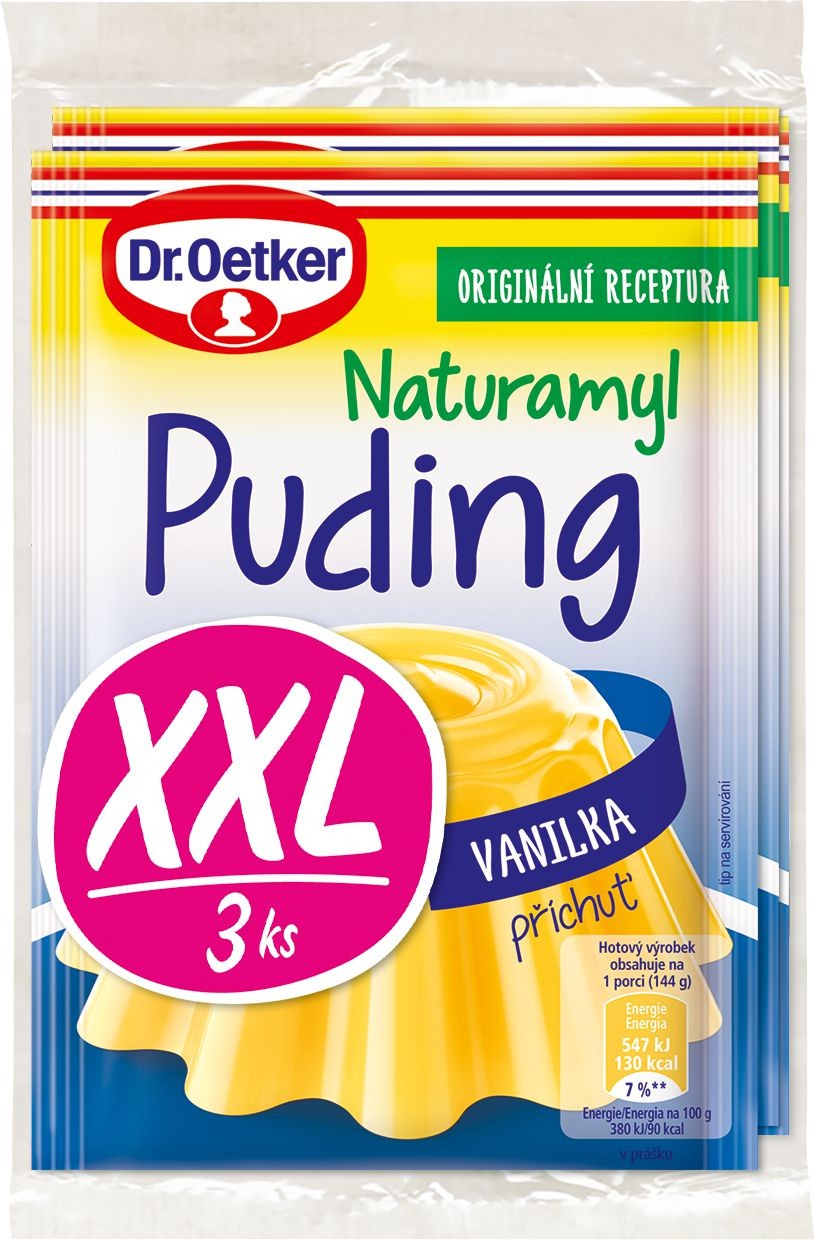 Trvanlivé potraviny - Dr. Oetker NAT Puding příchuť vanilka 3ks XXL 111g