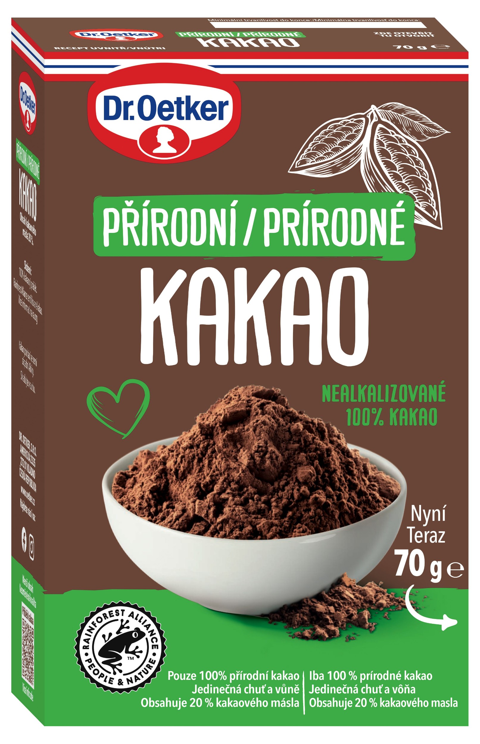 Trvanlivé potraviny - Dr.Oetker Přírodní kakao 70g