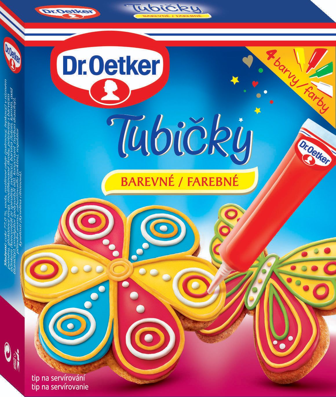 Trvanlivé potraviny - Dr. Oetker Tubičky na zdobení 4 barvy 76 g