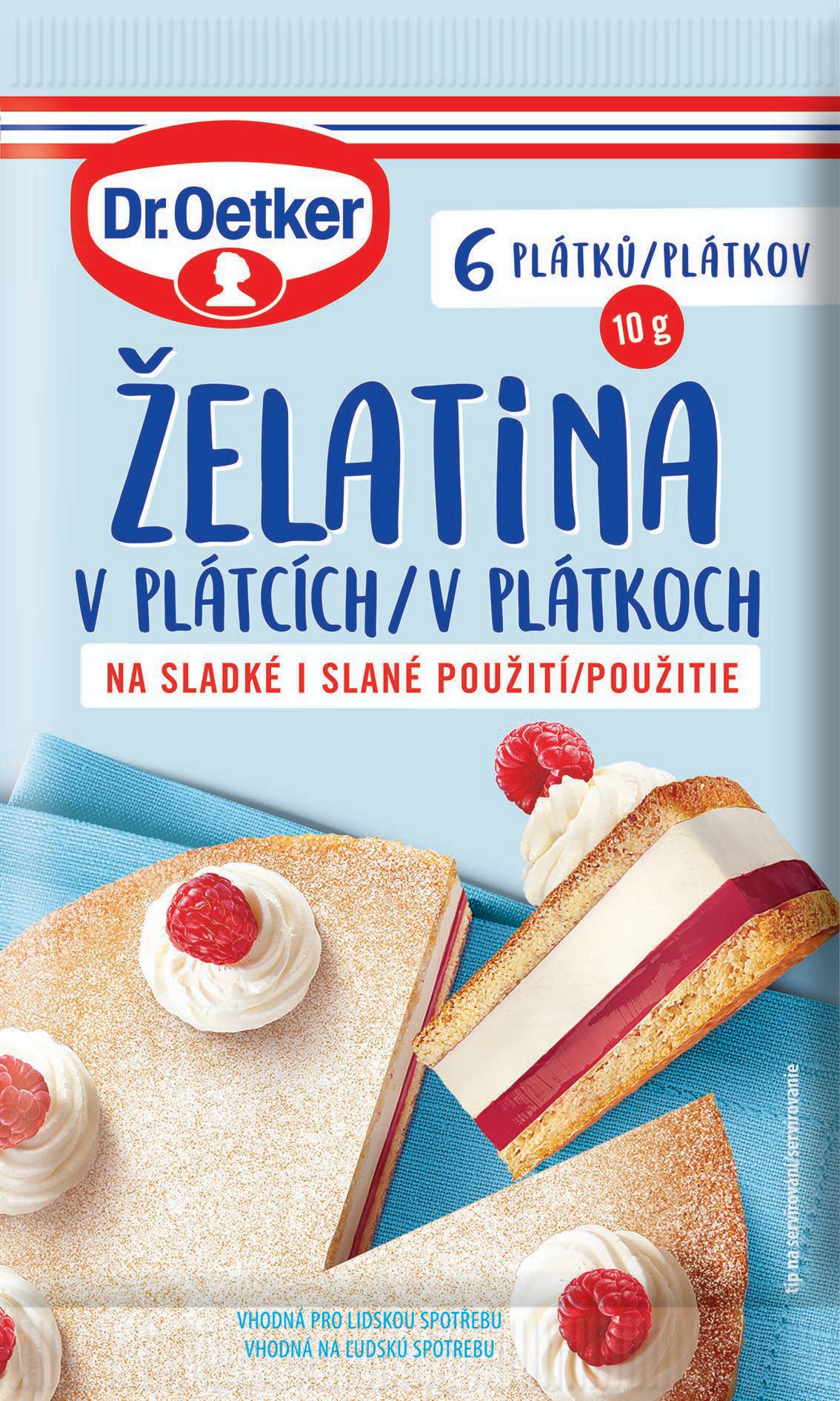 Trvanlivé potraviny - Dr. Oetker Želatina v plátcích 10 g