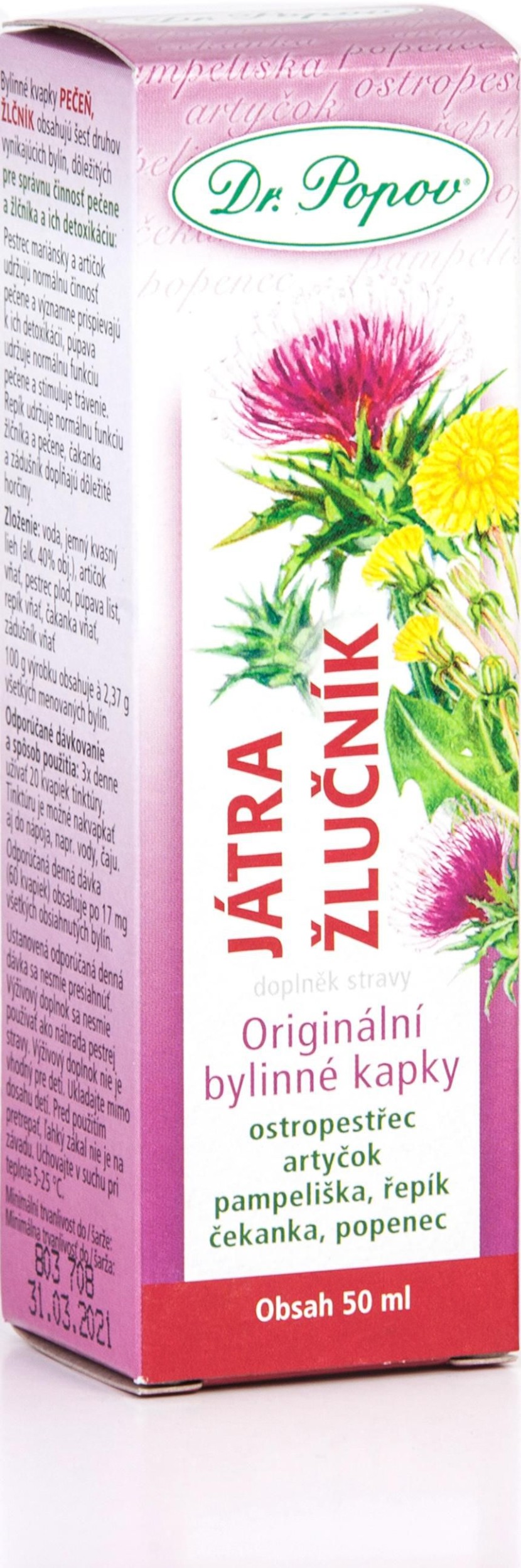 Péče o zdraví - Dr. Popova Originální bylinné kapky Játra-žlučník 50 ml