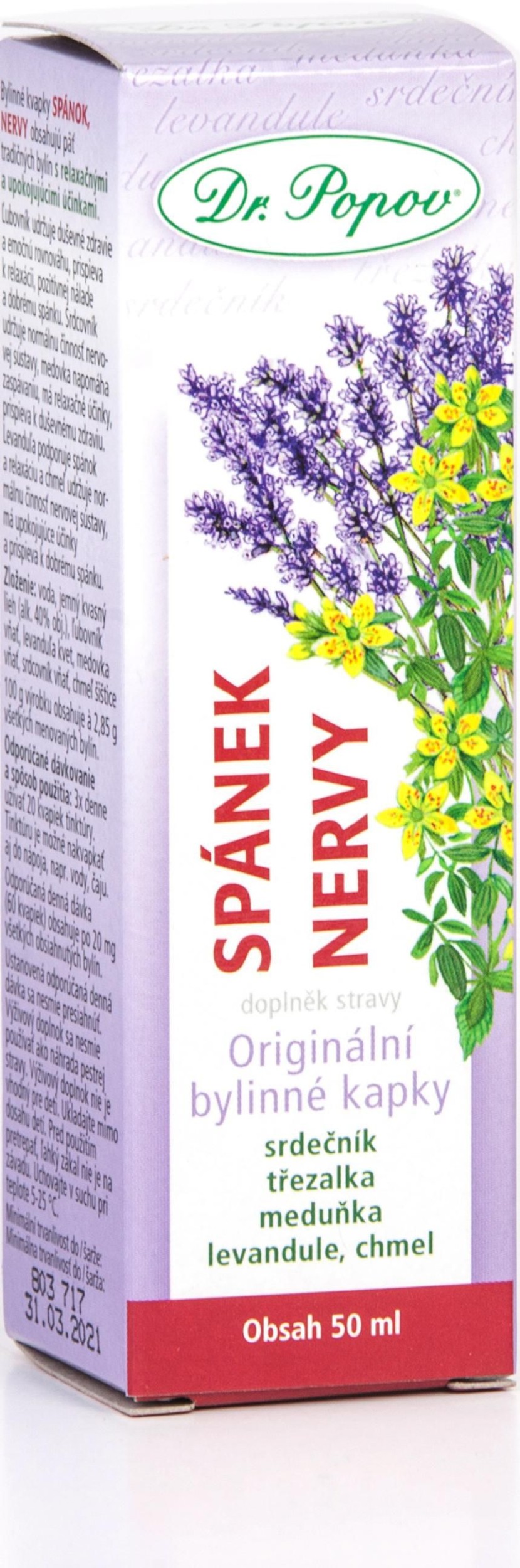 Péče o zdraví - Dr. Popova Originální bylinné kapky Spánek nervy 50 ml