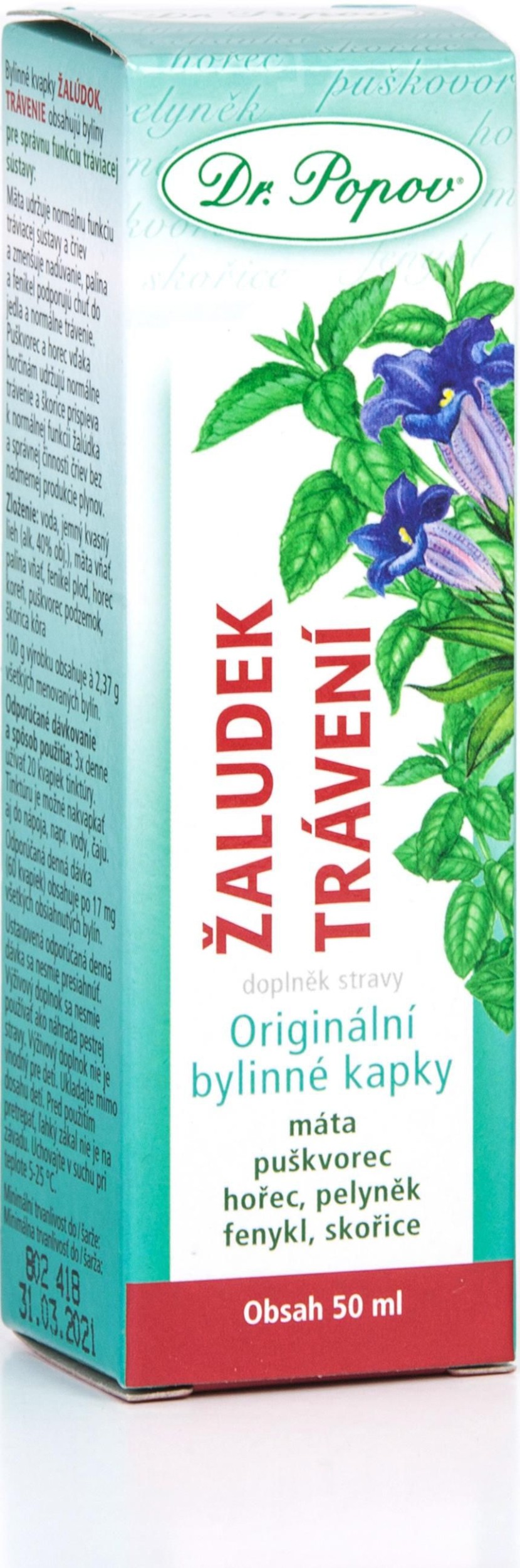 Péče o zdraví - Dr. Popova Originální bylinné kapky Žaludek trávení 50 ml