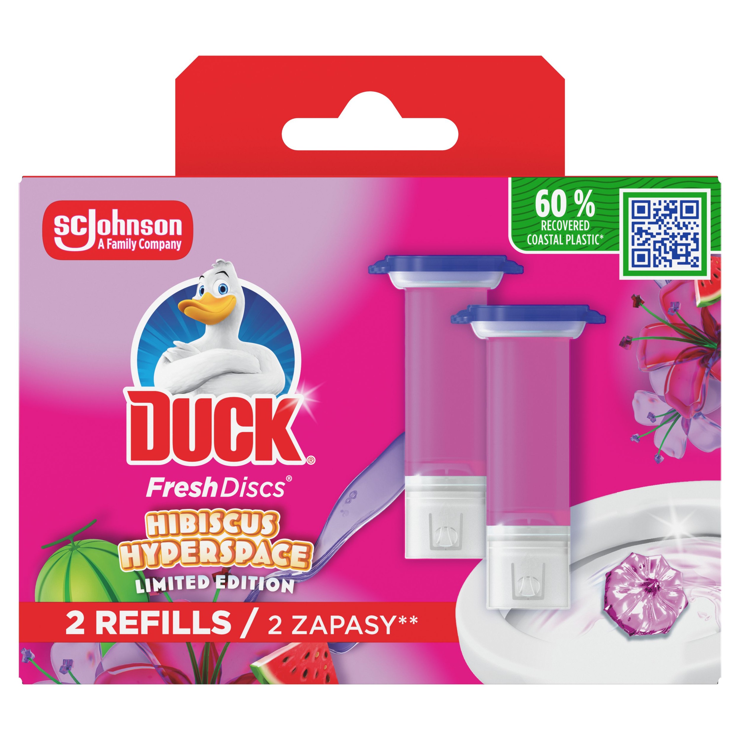 Drogerie a kosmetika - Duck Fresh Discs wc blok Hibiscus Hyperspace náplň 2x36ml