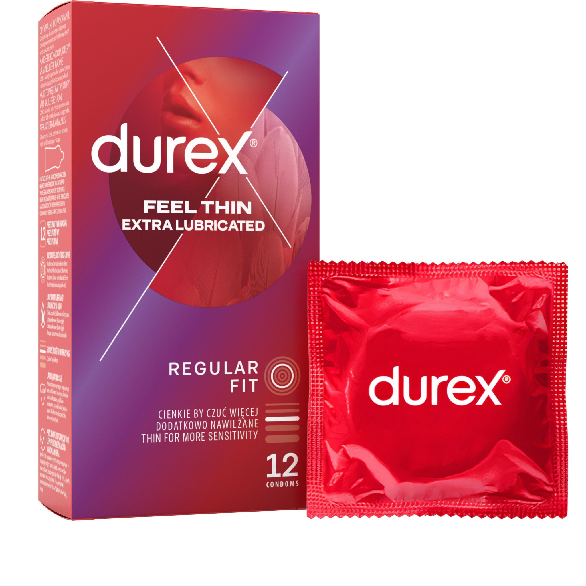 Drogerie a kosmetika - Durex Feel intimate tenké kondomy s extra lubrikací pro hladší pocit 12 ks