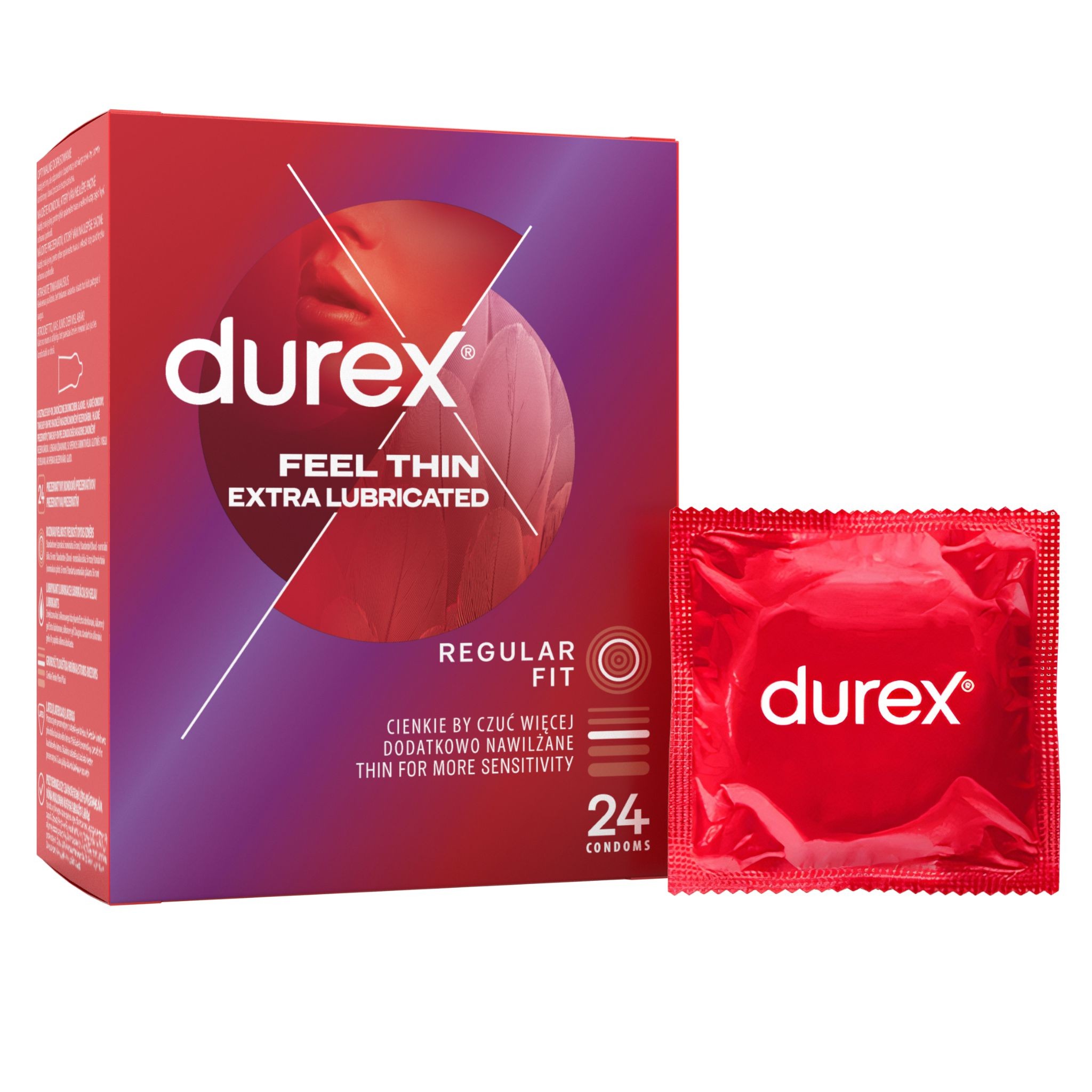 Drogerie a kosmetika - Durex Feel Thin Extra Lubricated kondomy 24 ks