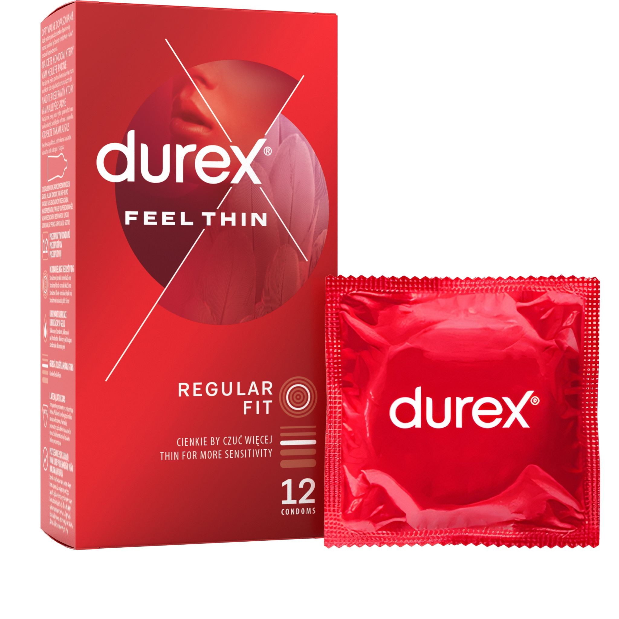 Drogerie a kosmetika - Durex Feel thin tenké kondomy pro větší citlivost 12 ks