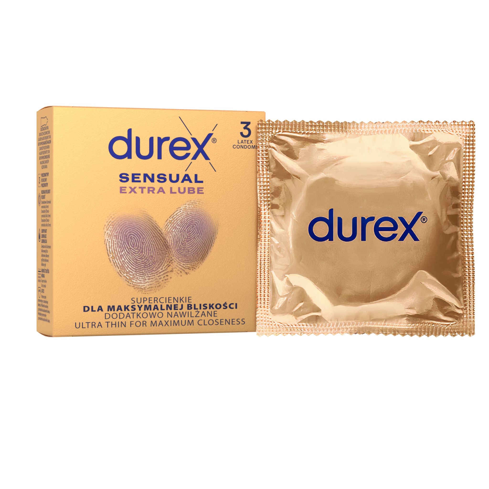 Drogerie a kosmetika - Durex Sensual Extra Lube kondomy 3 ks