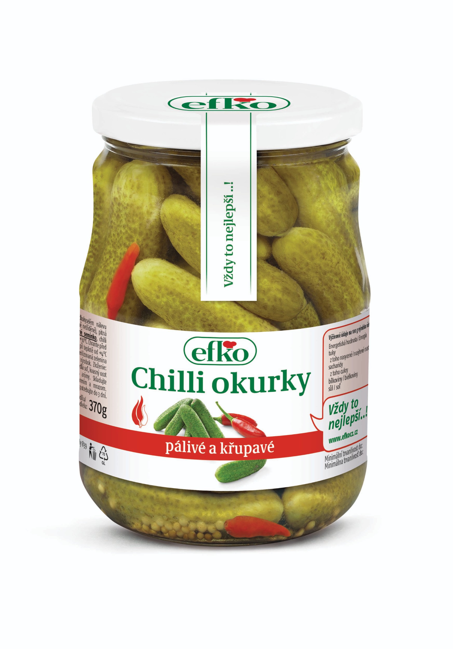 Trvanlivé potraviny - Efko Chilli okurky 3-6 cm 720 ml