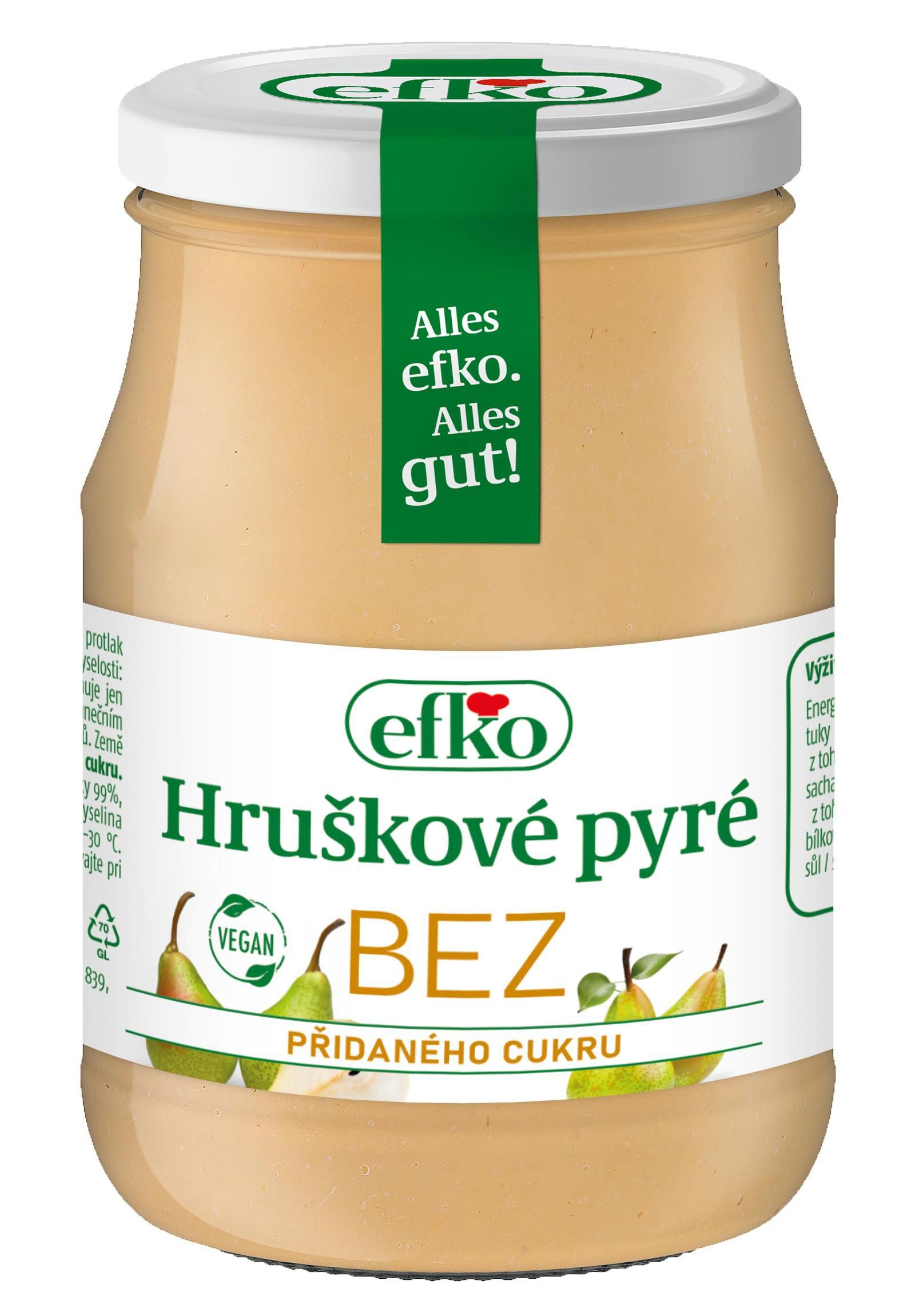 Trvanlivé potraviny - Efko Hruškové pyré bez přidaného cukru 350 g