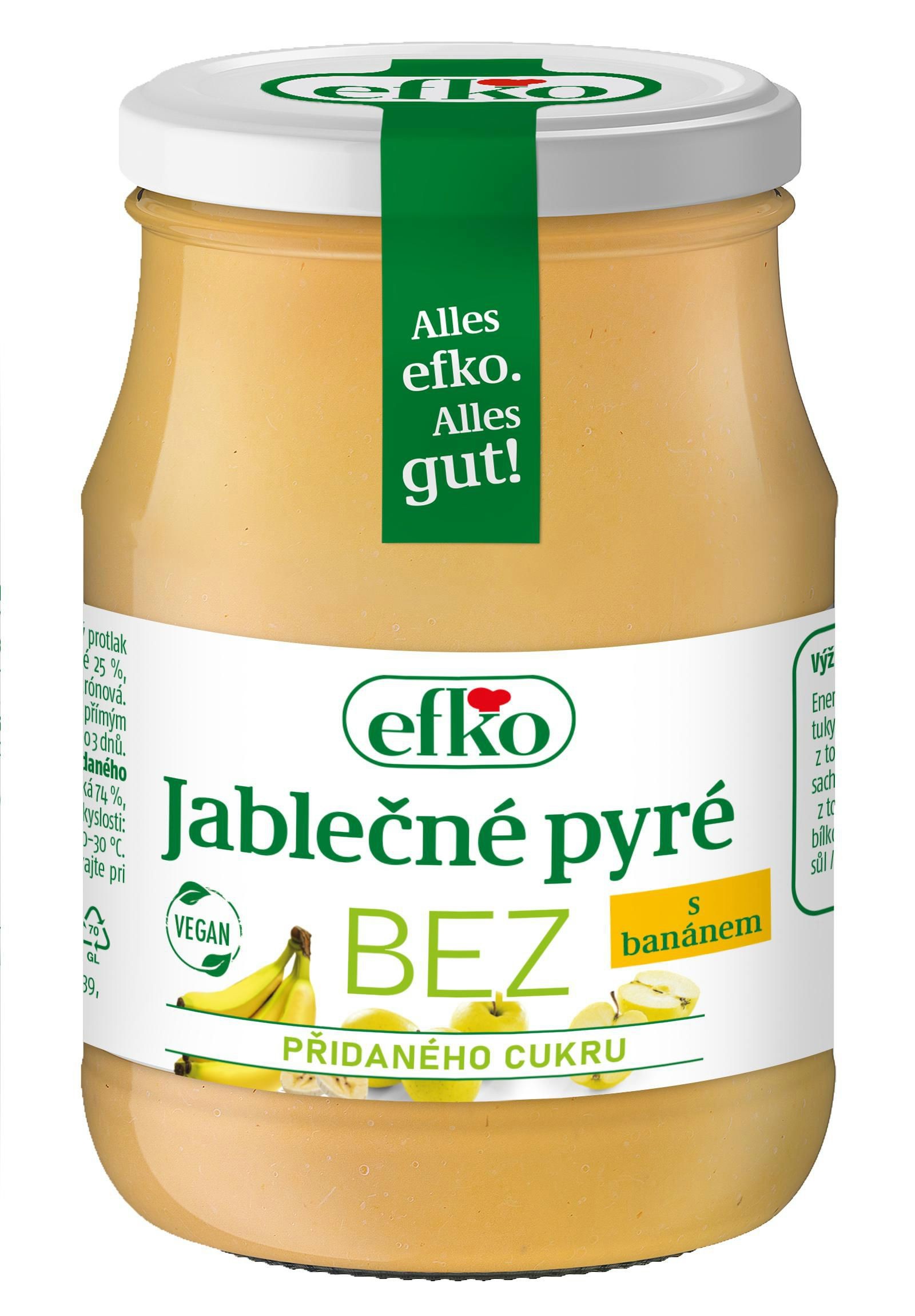 Trvanlivé potraviny - Efko Jablečné pyré s banánem bez přidaného cukru 350g