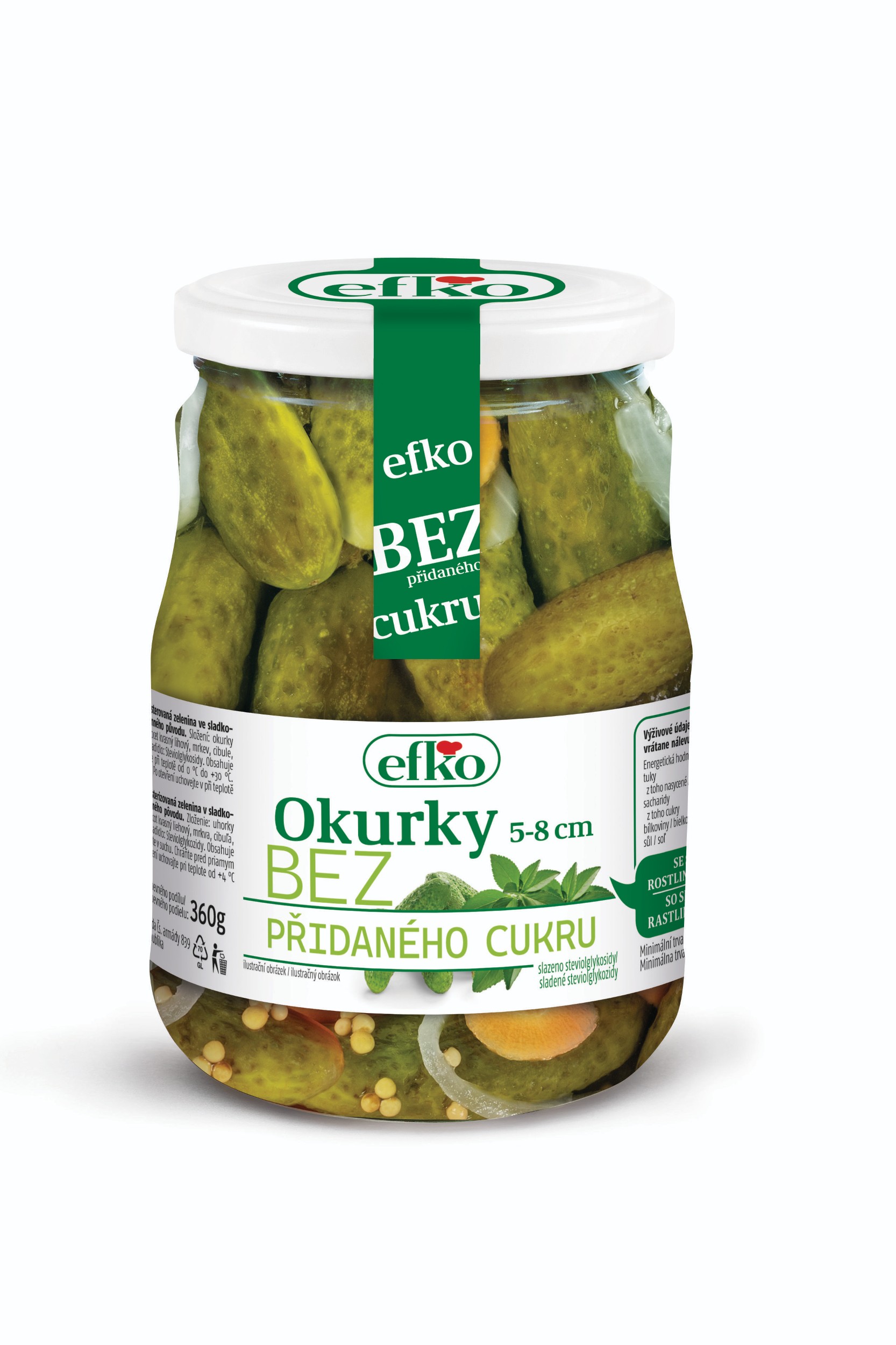 Trvanlivé potraviny - Efko Okurky 5-8 cm bez přidaného cukru 670g