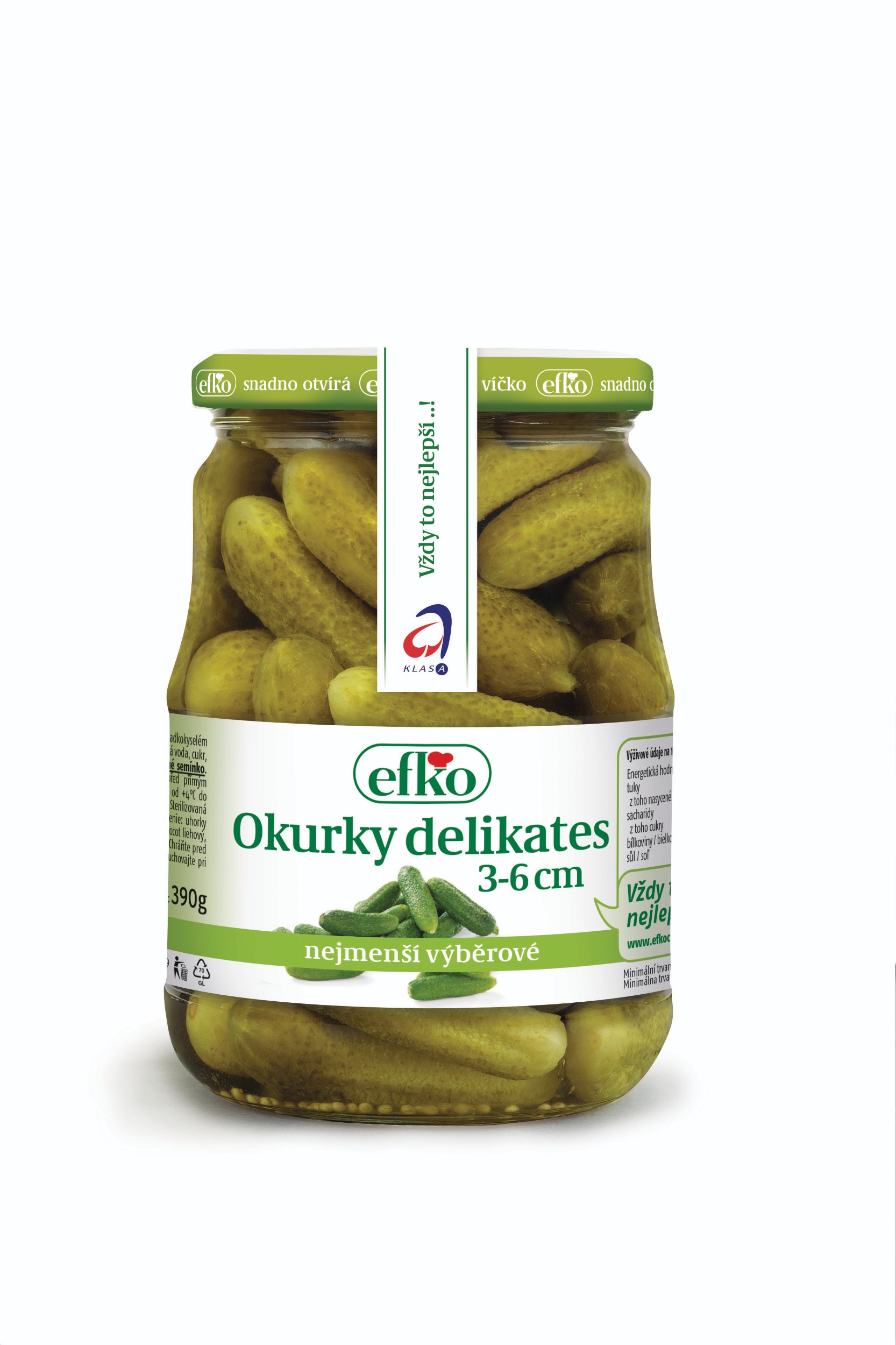 Trvanlivé potraviny - Efko Okurky delikates 3-6 cm 720 ml