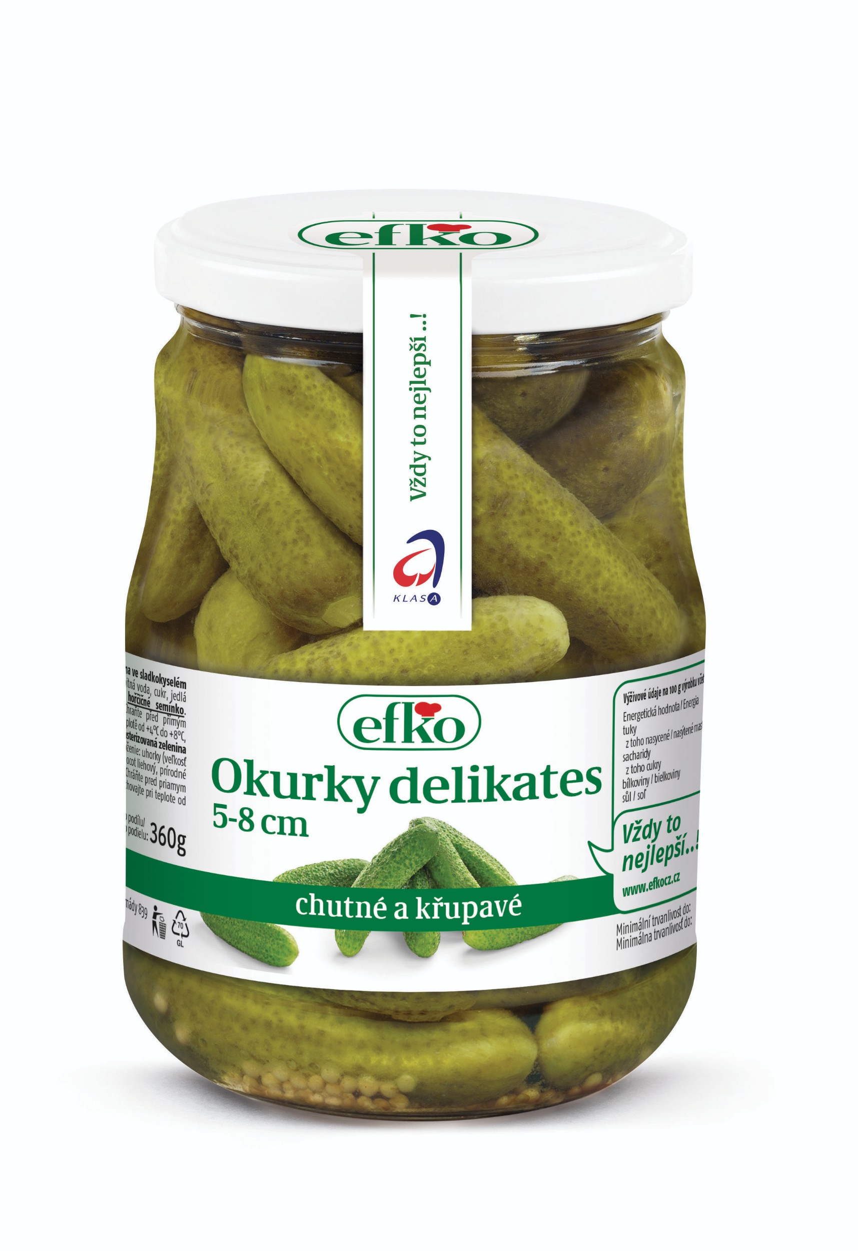 Trvanlivé potraviny - Efko Okurky delikates 5-8 cm 720 ml