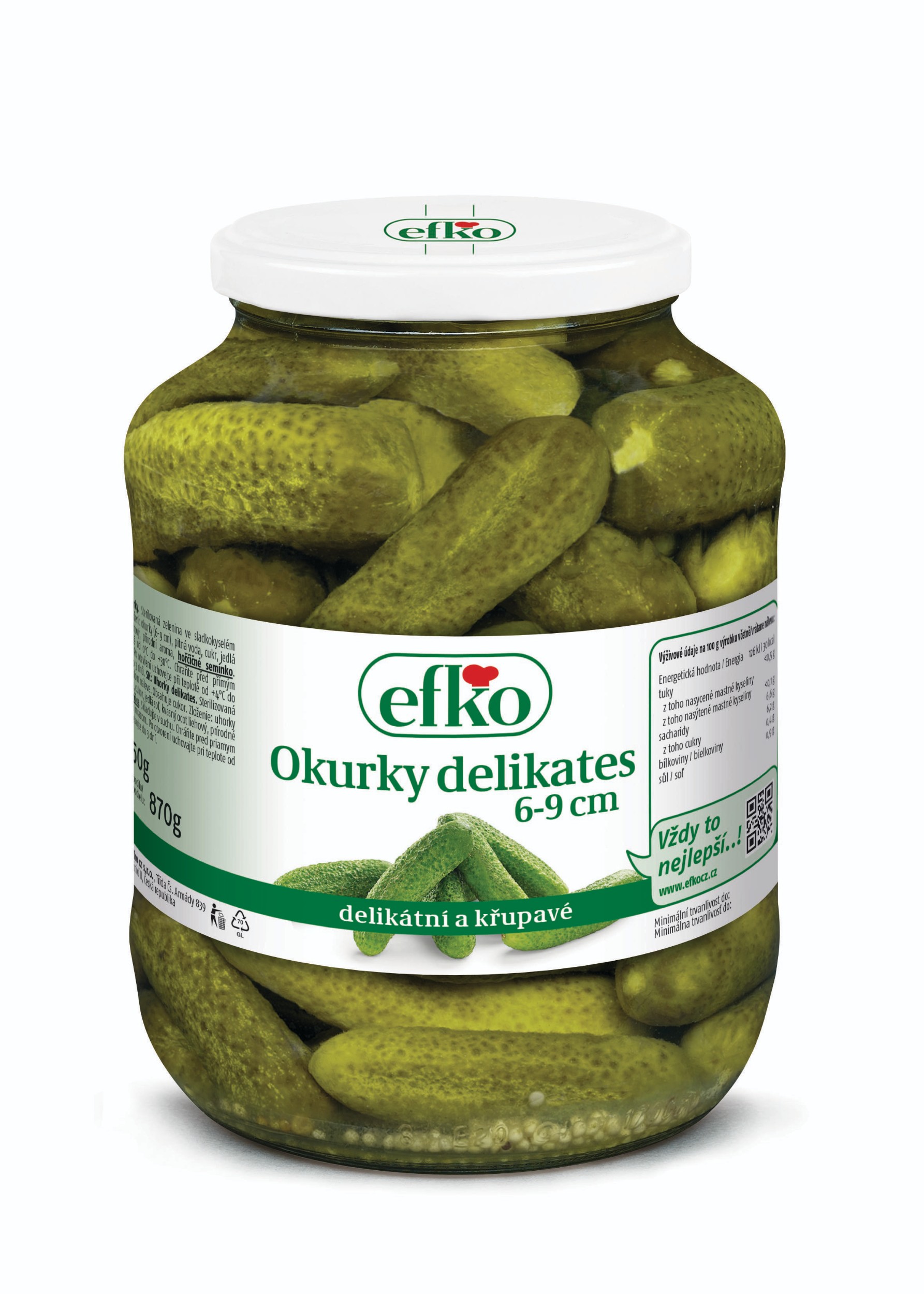 Trvanlivé potraviny - Efko Okurky delikates 6-9 cm delikátní a křupavé 1700 ml