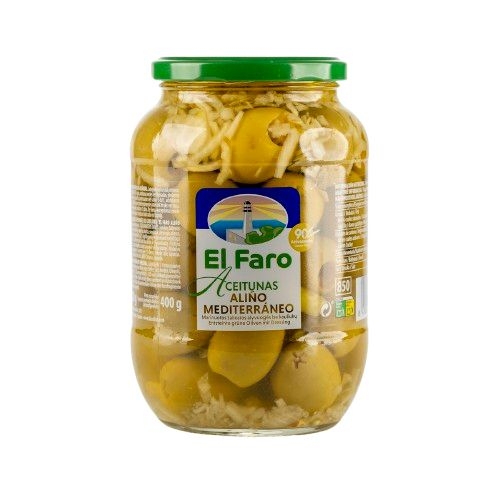 Trvanlivé potraviny - El Faro Královské zelené marinované oliv chuť středomoří 850ml