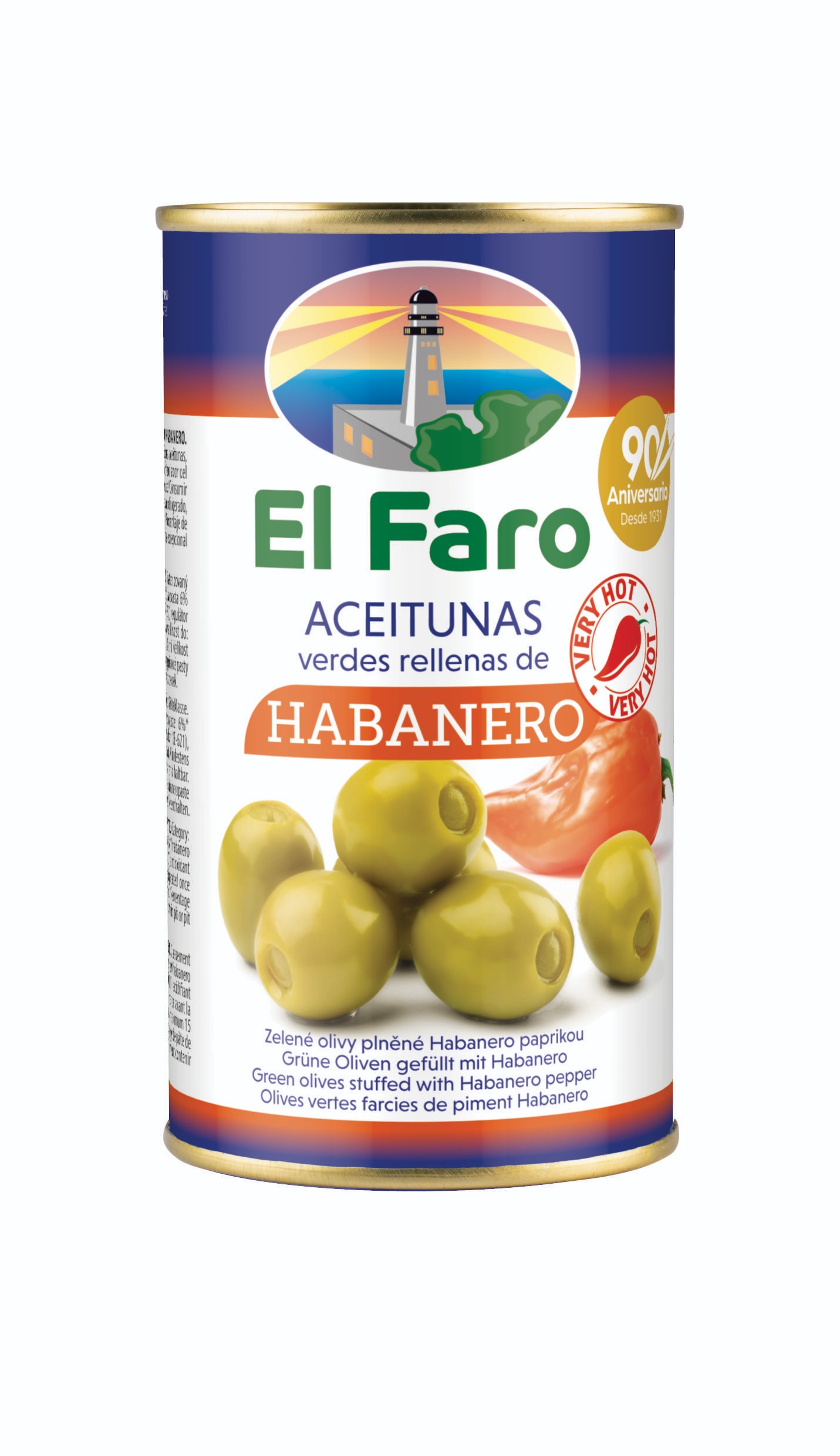 Trvanlivé potraviny - El Faro zelené olivy plněné Habanero paprikou 350 g
