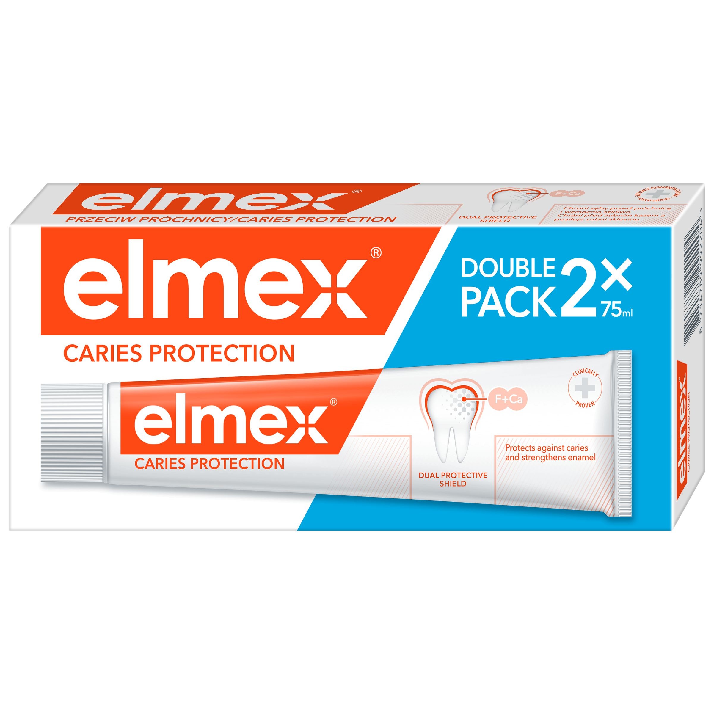Drogerie a kosmetika - Elmex Caries Protection Fluoridová zubní pasta 2x75 ml