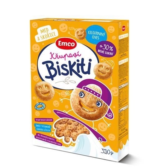 Trvanlivé potraviny - Emco Křupaví Biskiti med a skořice 350g