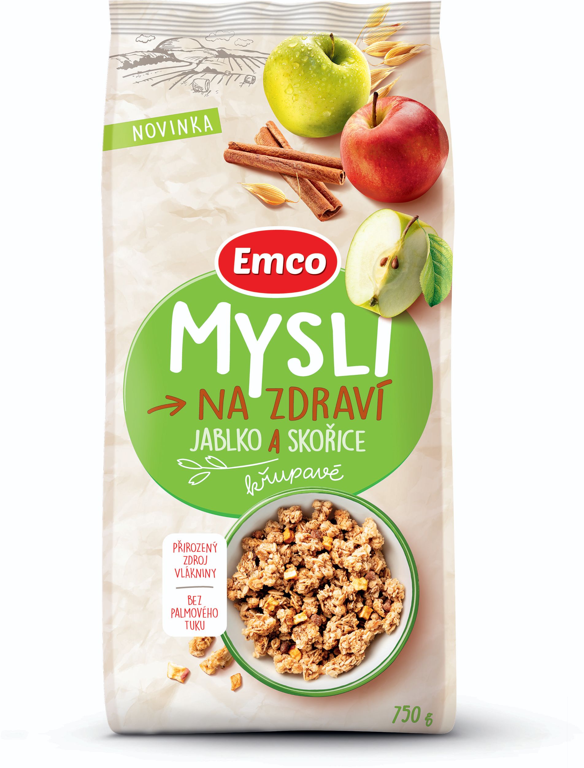 Trvanlivé potraviny - Emco Mysli jablko a skořice 750g