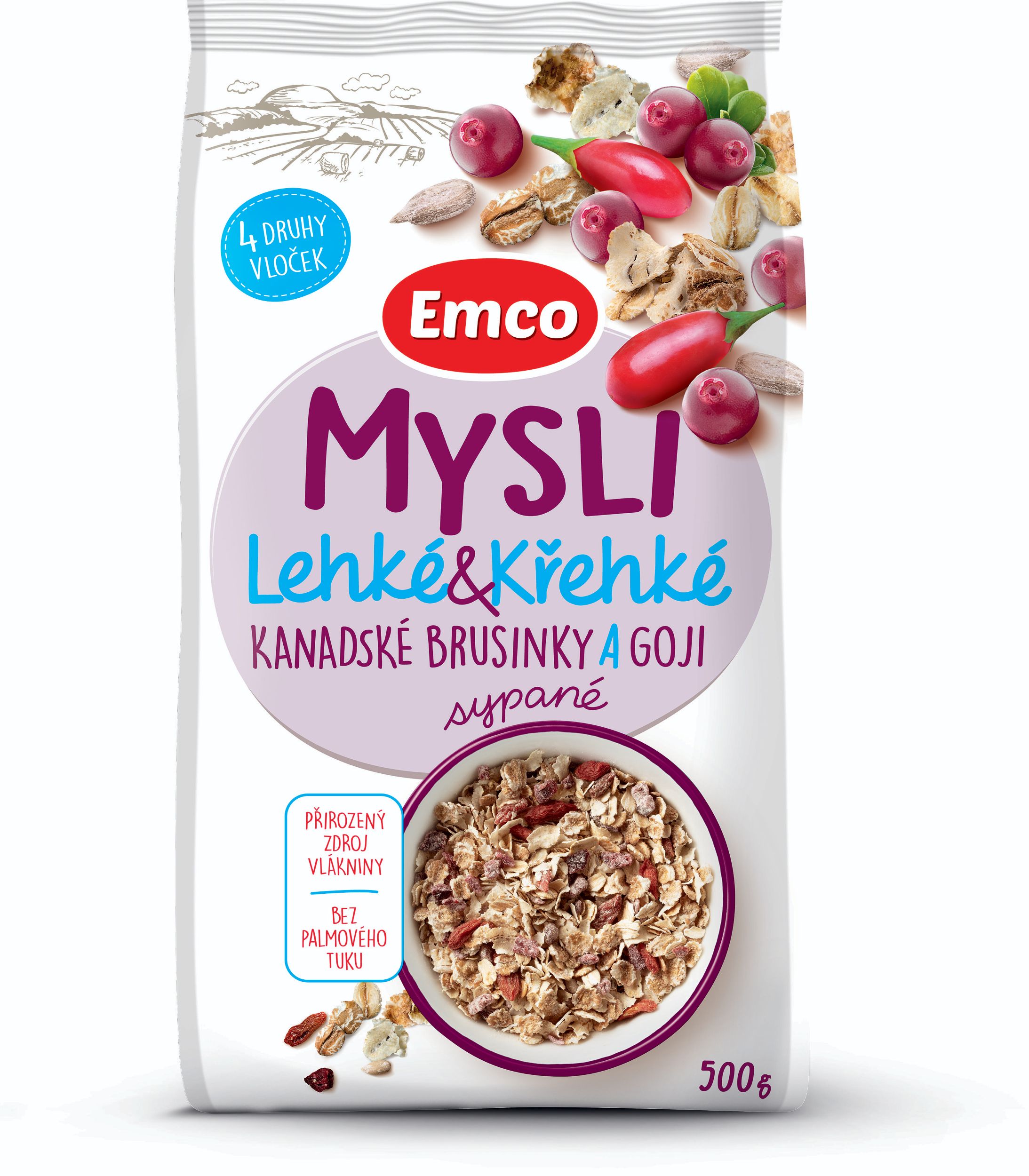 Trvanlivé potraviny - Emco Mysli L&K brusinky, goji 500g