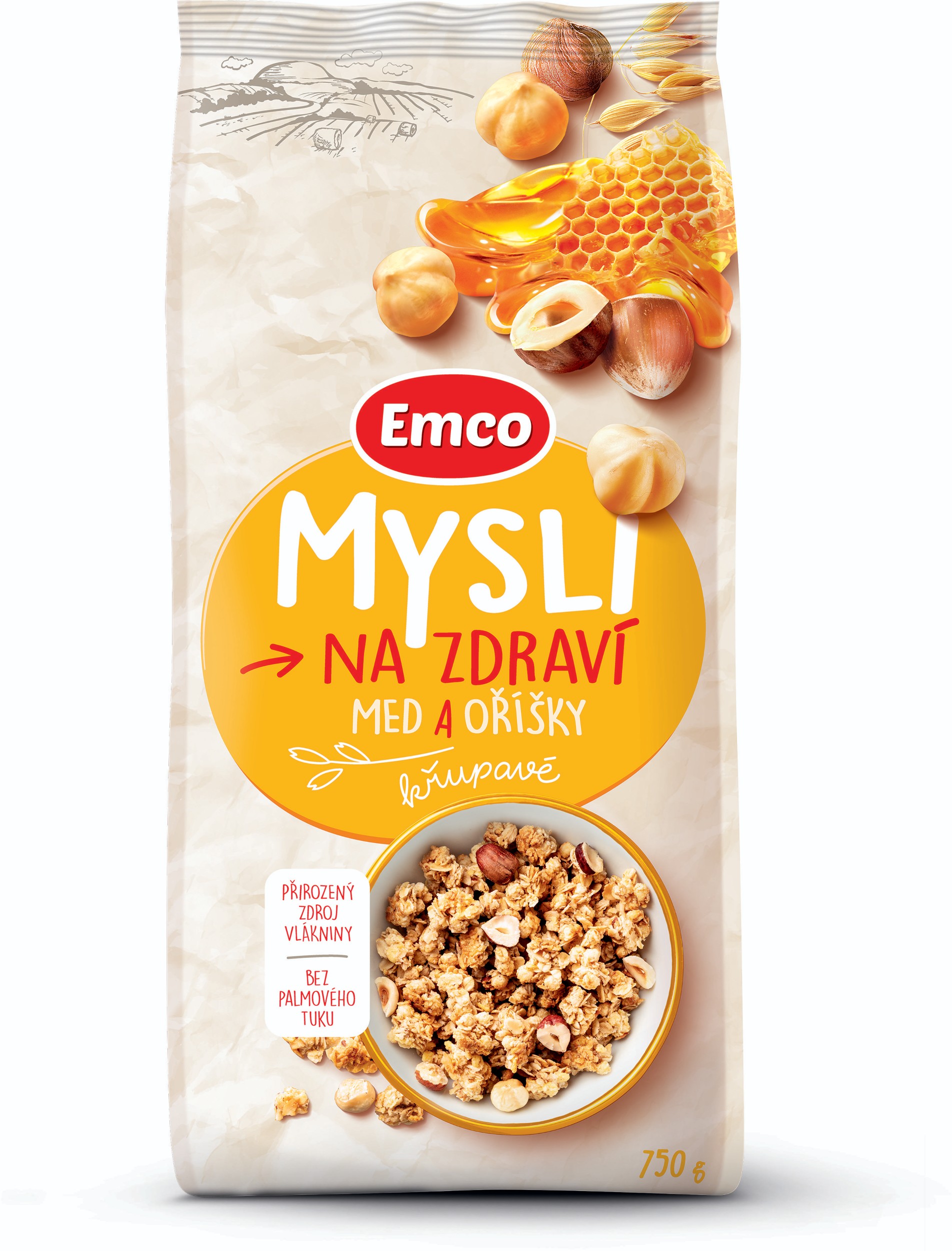 Trvanlivé potraviny - Emco Mysli med a ořechy 750g