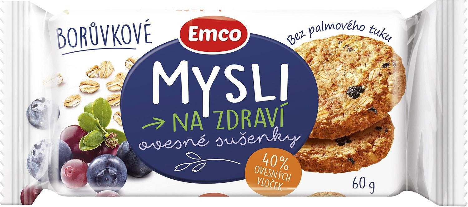 Trvanlivé potraviny - Emco Mysli na Zdraví Ovesné sušenky borůvkové 60 g