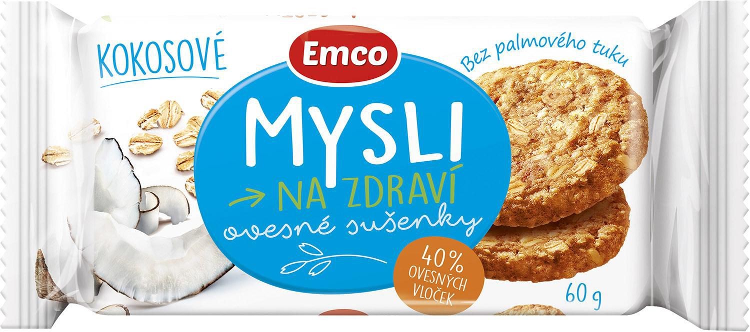 Trvanlivé potraviny - Emco Mysli na Zdraví Ovesné sušenky kokosové 60 g