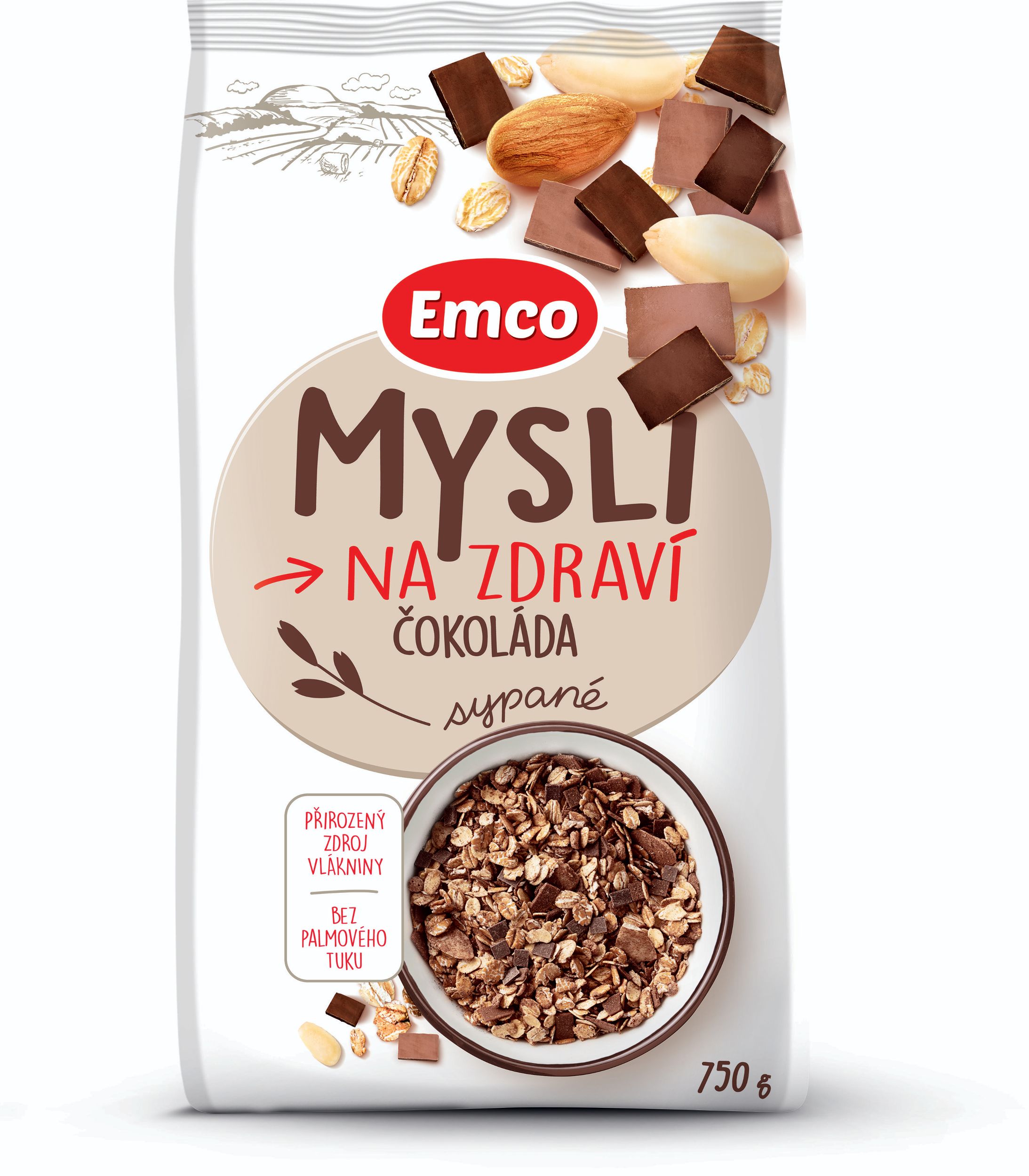 Trvanlivé potraviny - Emco Mysli na Zdraví Sypané čokoláda 750 g
