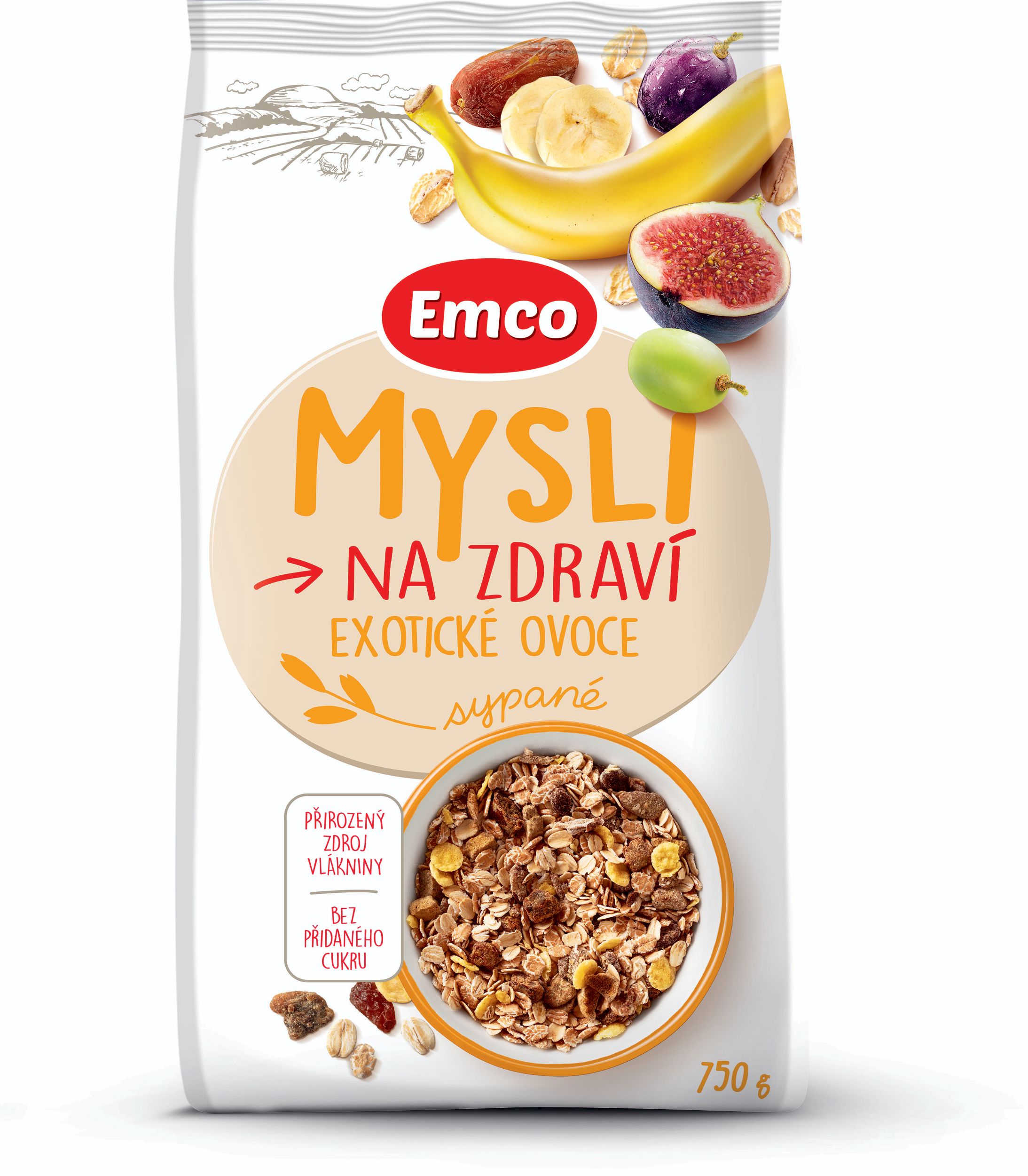 Trvanlivé potraviny - Emco Mysli sypané s ovocem 750g
