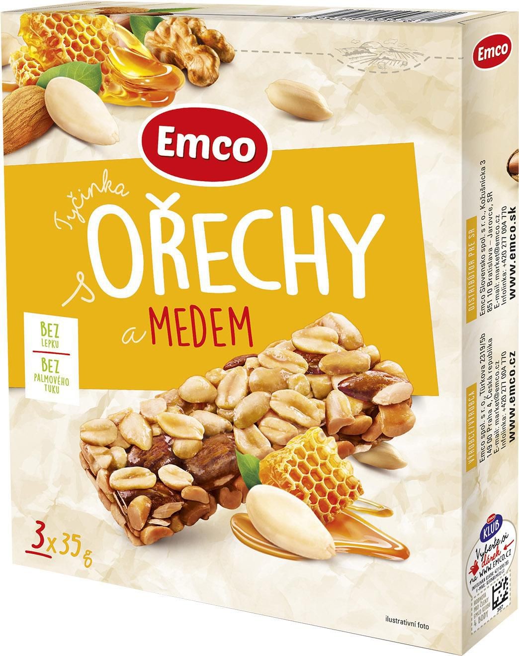 Trvanlivé potraviny - Emco Oříškové tyčinky ořechy a med 3x35 g