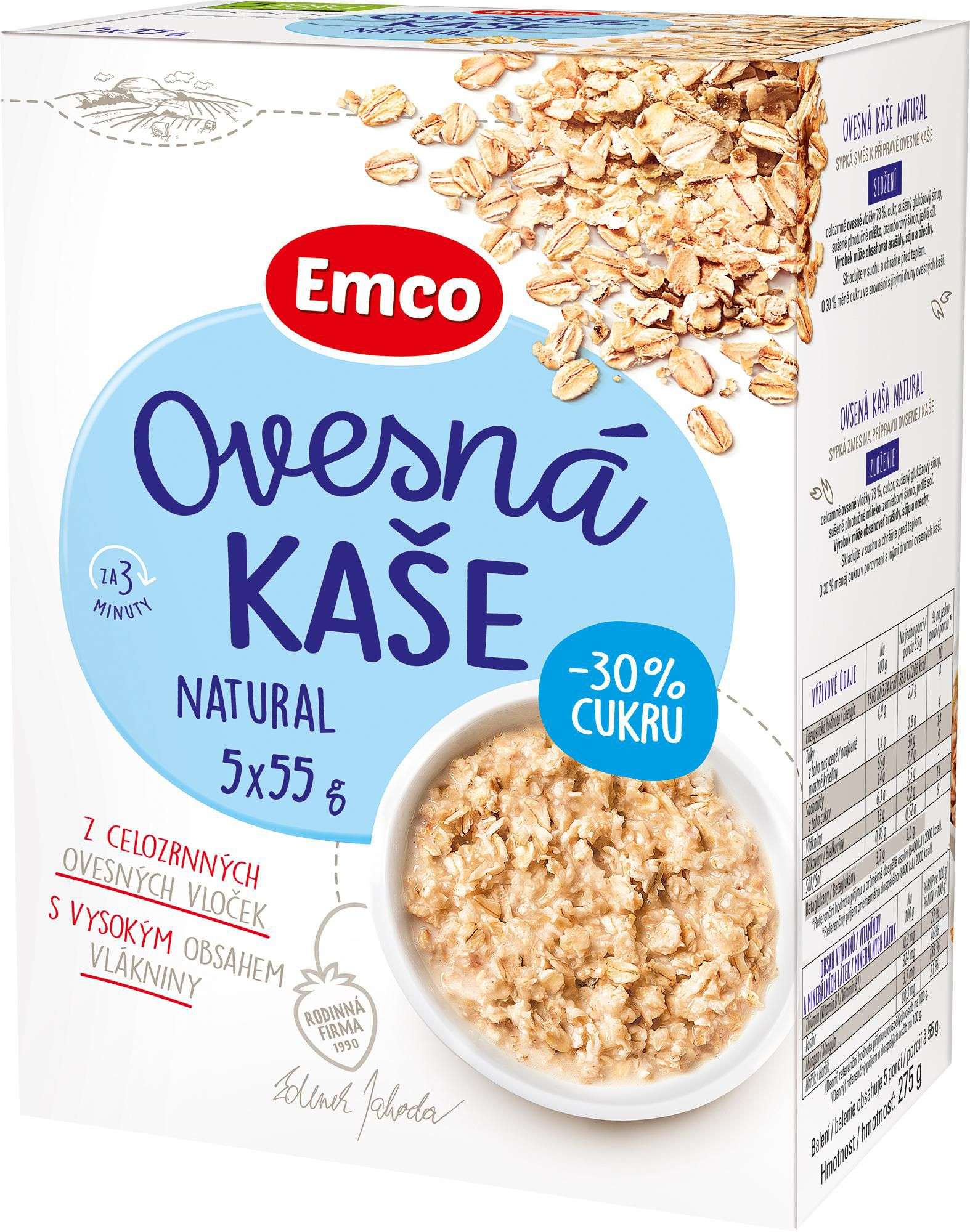 Trvanlivé potraviny - Emco Ovesná kaše Natural 5x55 g