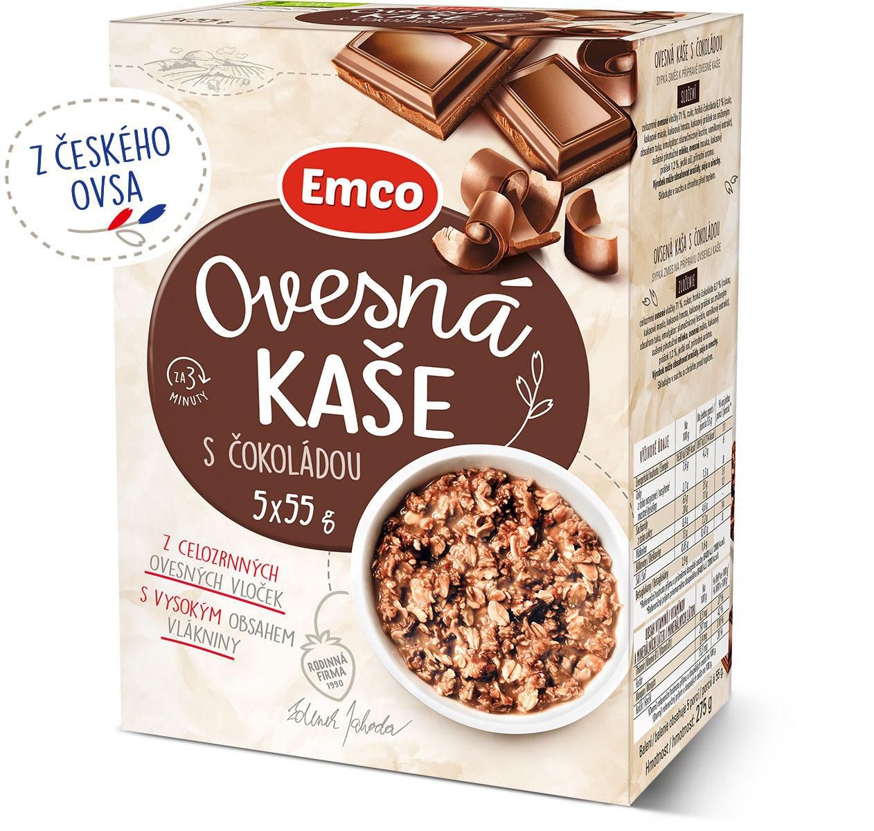 Trvanlivé potraviny - Emco Ovesná kaše s čokoládou 5x55 g