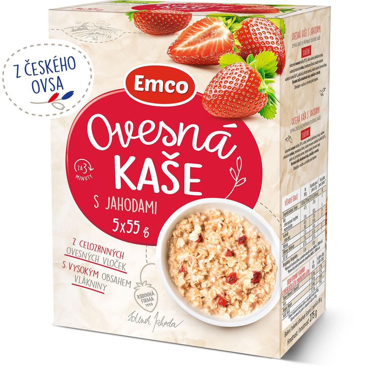 Trvanlivé potraviny - Emco Ovesná kaše s jahodami 5x55 g