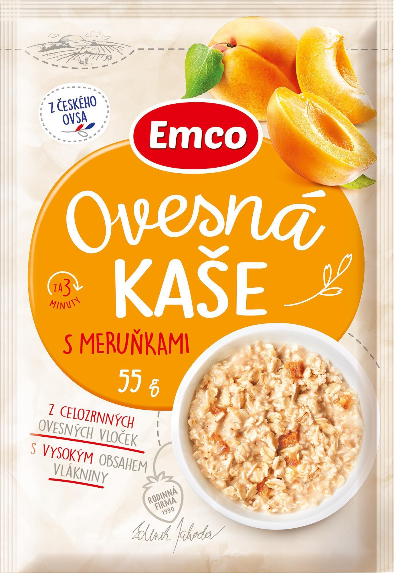 Trvanlivé potraviny - Emco Ovesná kaše s meruňkami 55 g