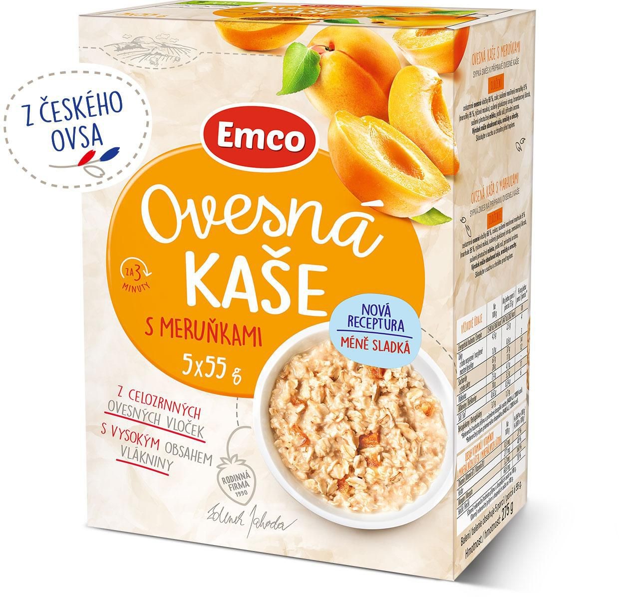 Trvanlivé potraviny - Emco Ovesná kaše s meruňkami 5x55 g
