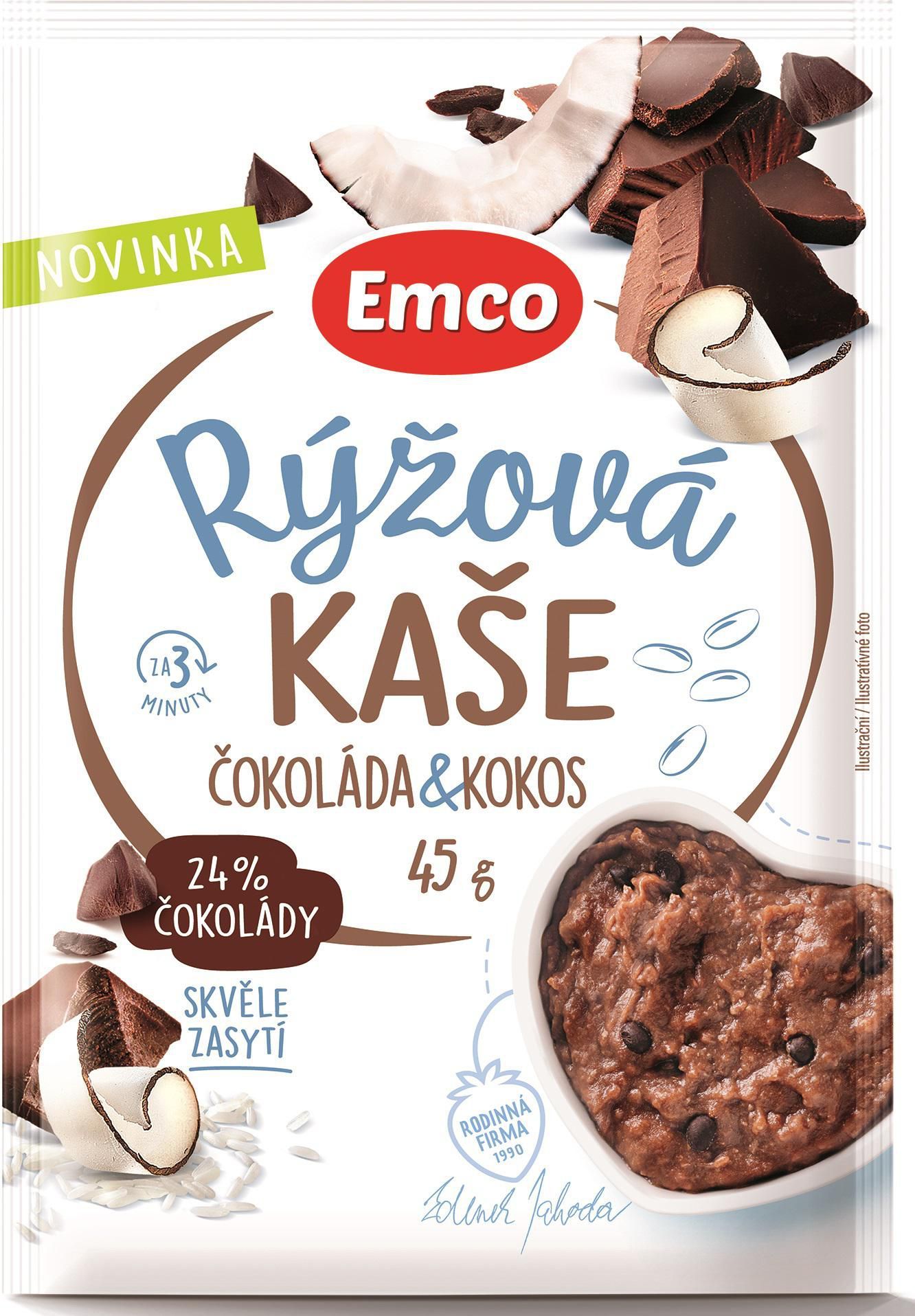Trvanlivé potraviny - Emco Rýžová kaše čokoláda & kokos 45 g