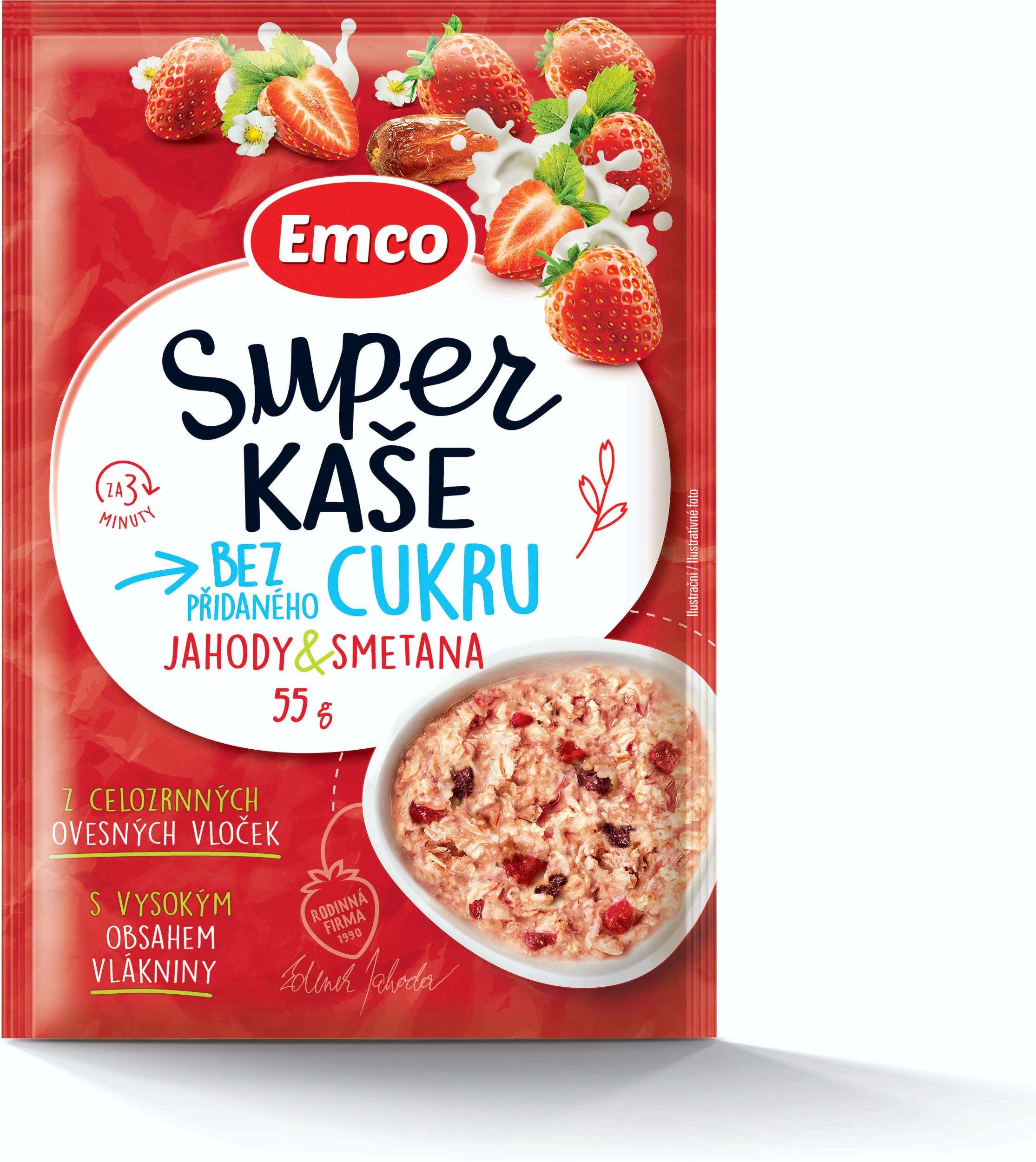 Trvanlivé potraviny - Emco Super kaše jahody se smetanou 55g