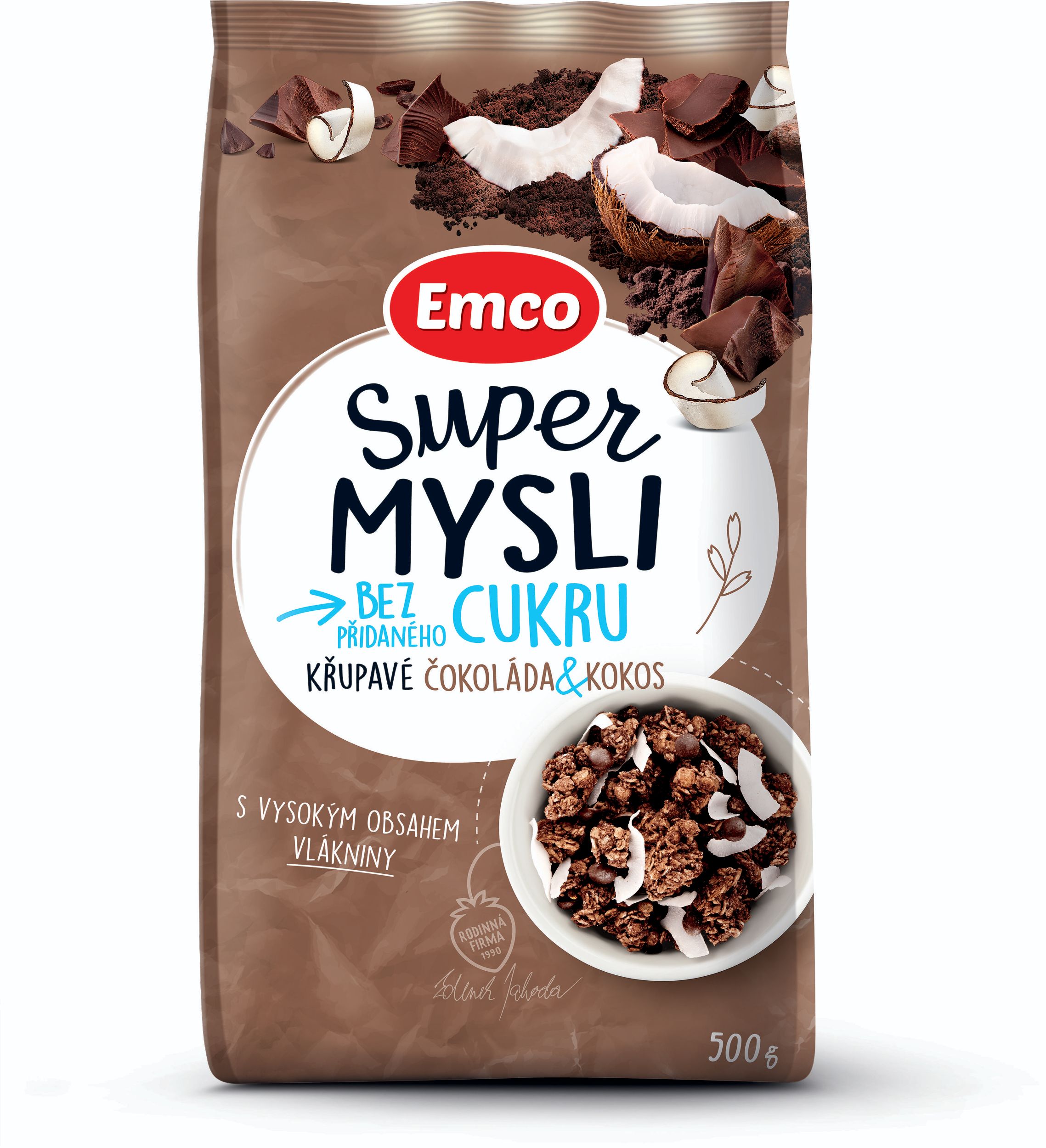 Trvanlivé potraviny - EMCO SUPER MYSLI ČOKOLÁDA A KOKOS 500G