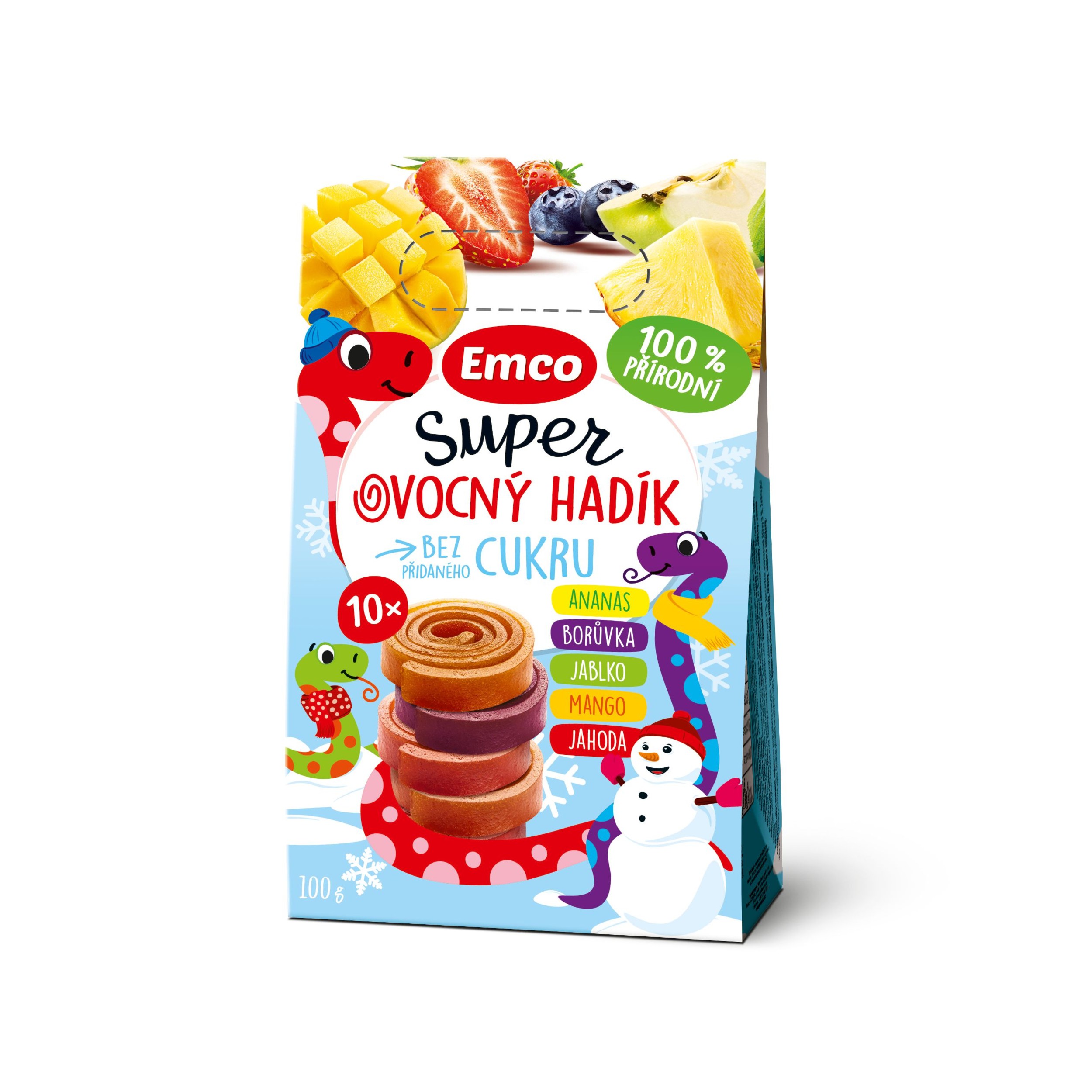 Zdravý svět - Emco Super ovocný hadík multipack jahoda-mango-jablko-ananas-borůvka10x10g