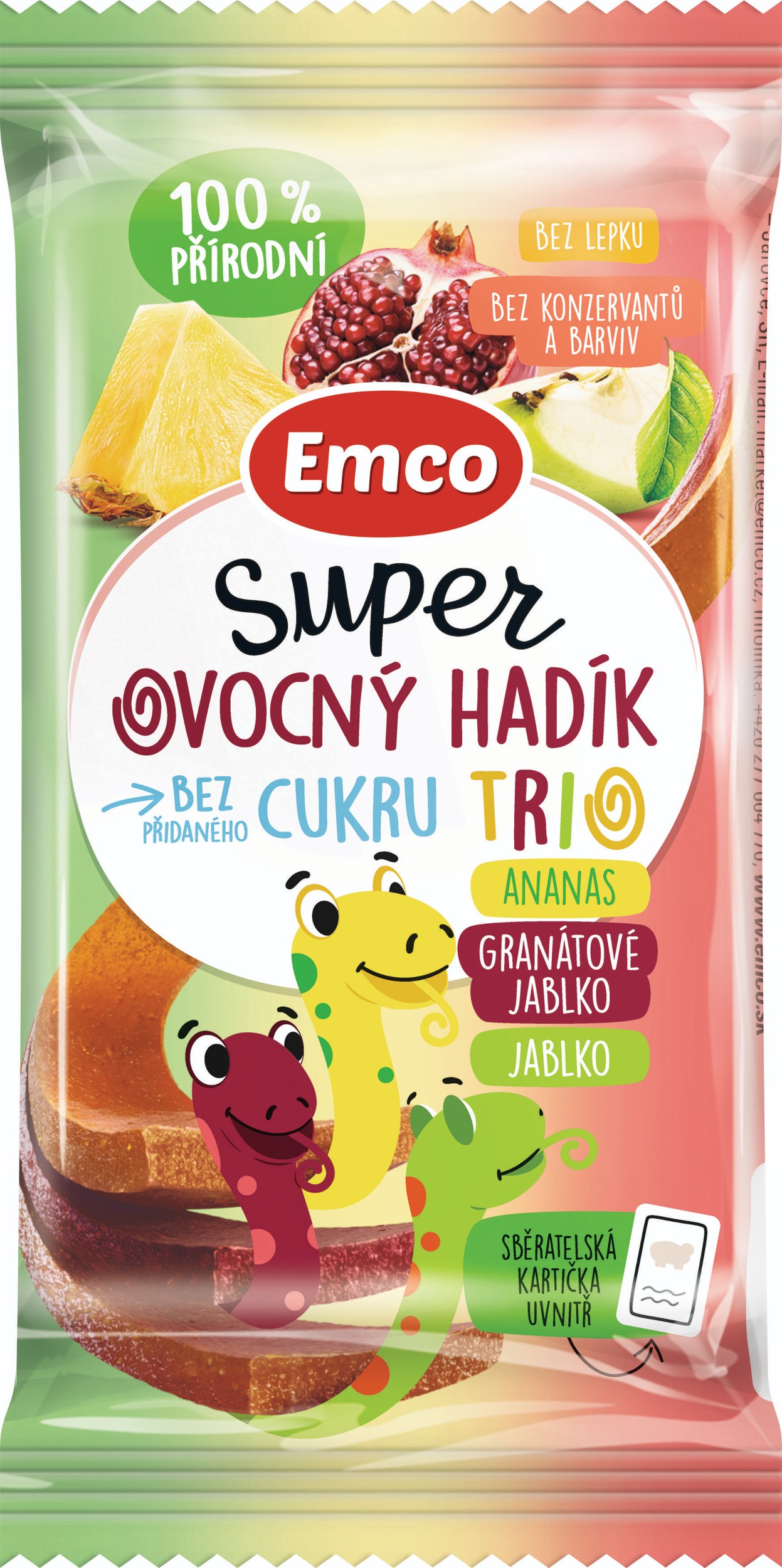 Zdravý svět - Emco Super ovocný hadík Trio ananas/gran.jablko/jablko 20g